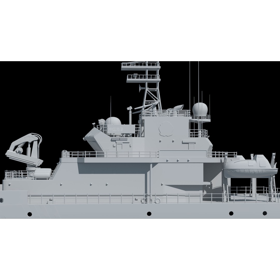 China Coast Guard Ship 1401 3D Model – Military Vessel, FBX, OBJ Formats - View 34