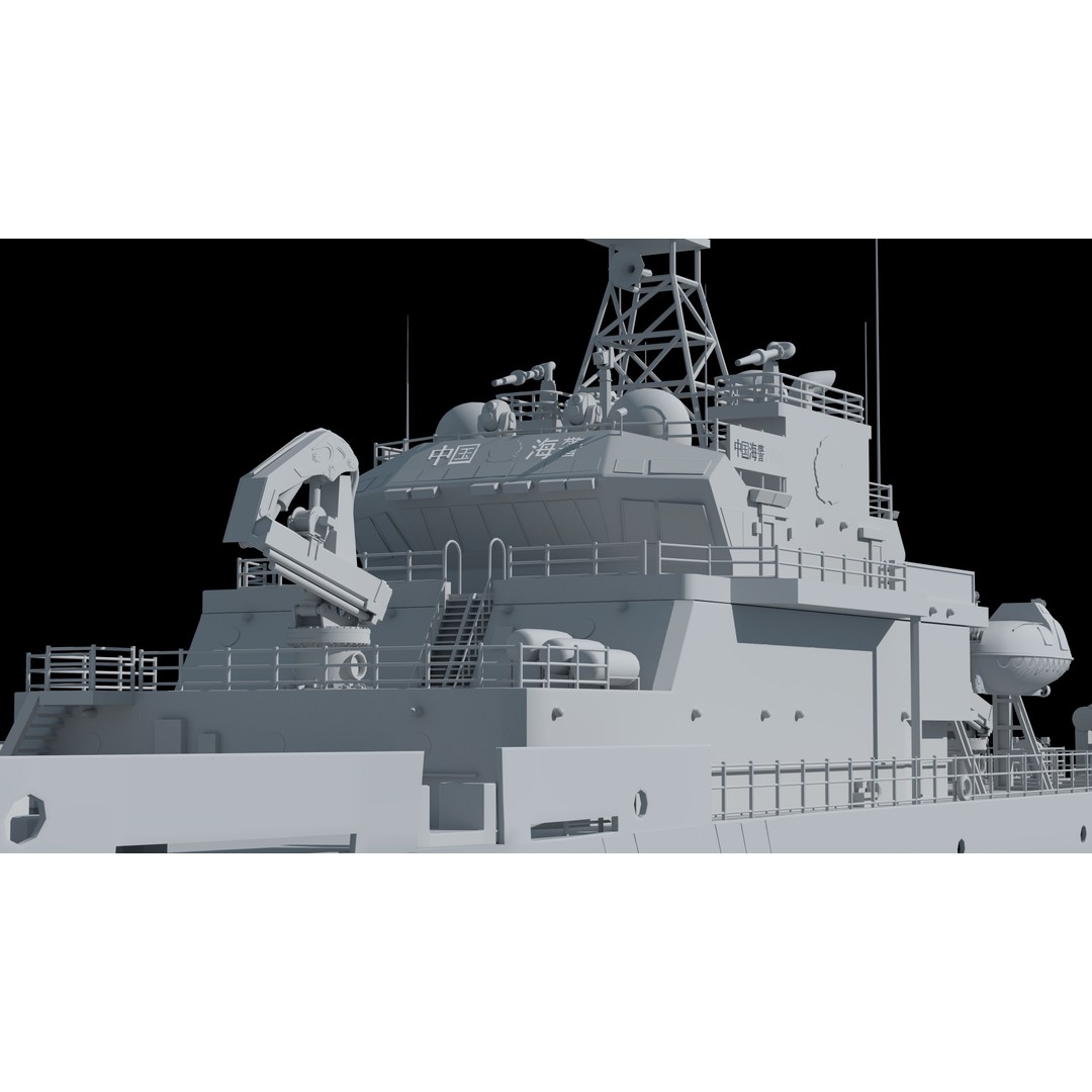 China Coast Guard Ship 1401 3D Model – Military Vessel, FBX, OBJ Formats - View 35