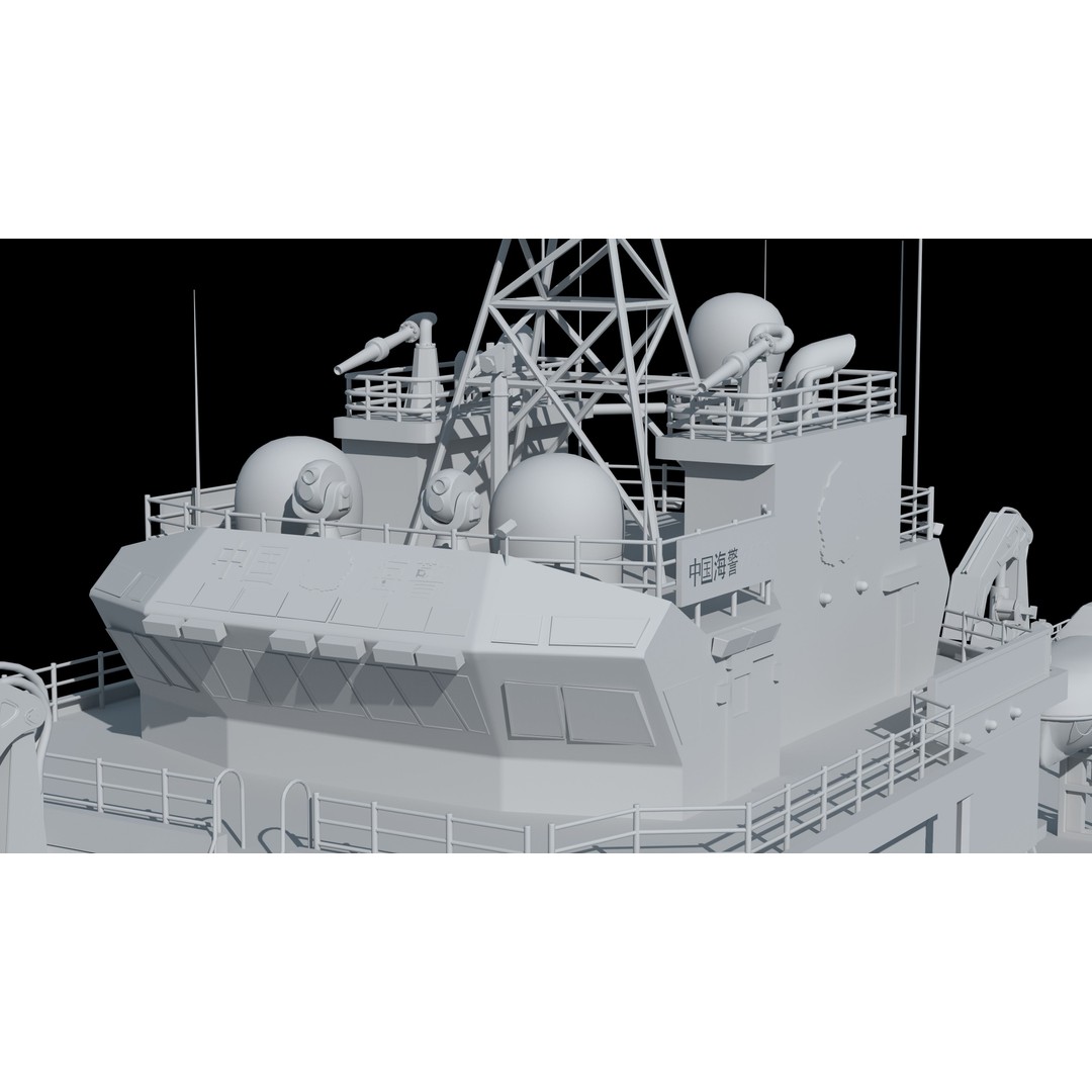 China Coast Guard Ship 1401 3D Model – Military Vessel, FBX, OBJ Formats - View 36