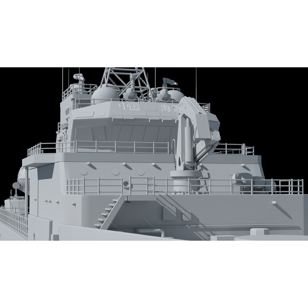 China Coast Guard Ship 1401 3D Model – Military Vessel, FBX, OBJ Formats - View 39
