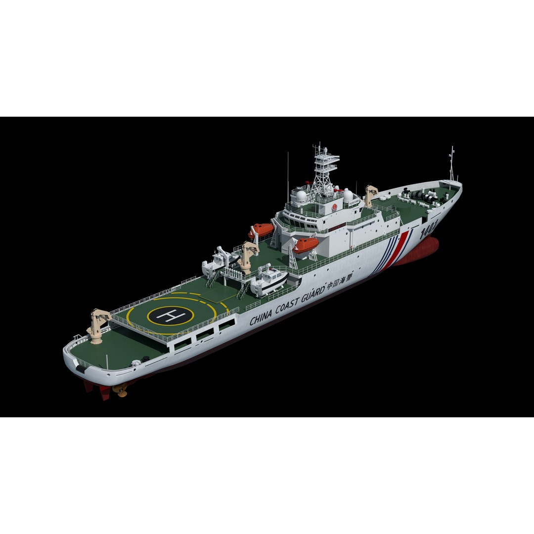 China Coast Guard Ship 1401 3D Model – Military Vessel, FBX, OBJ Formats - View 4