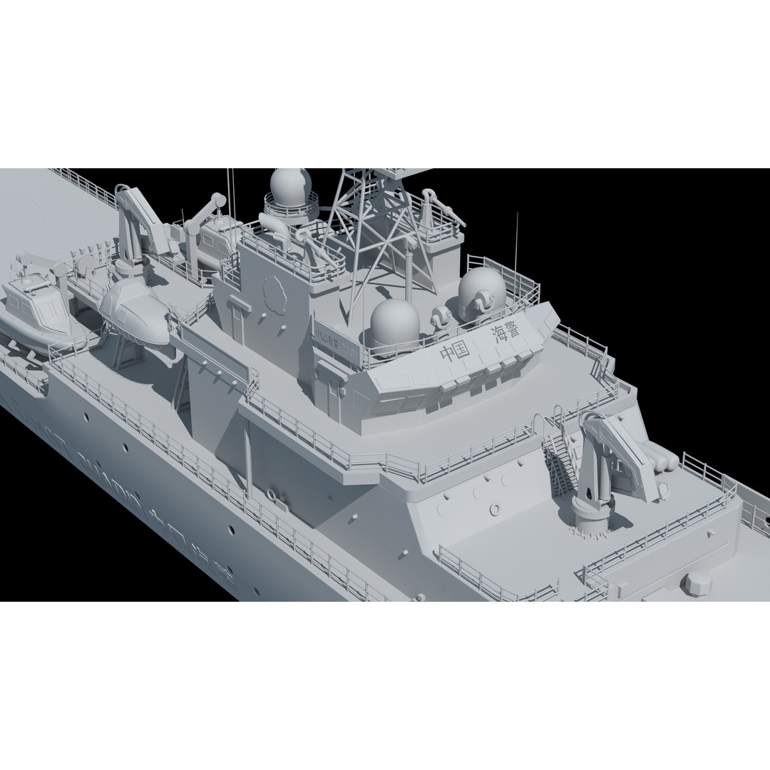 China Coast Guard Ship 1401 3D Model – Military Vessel, FBX, OBJ Formats - View 40