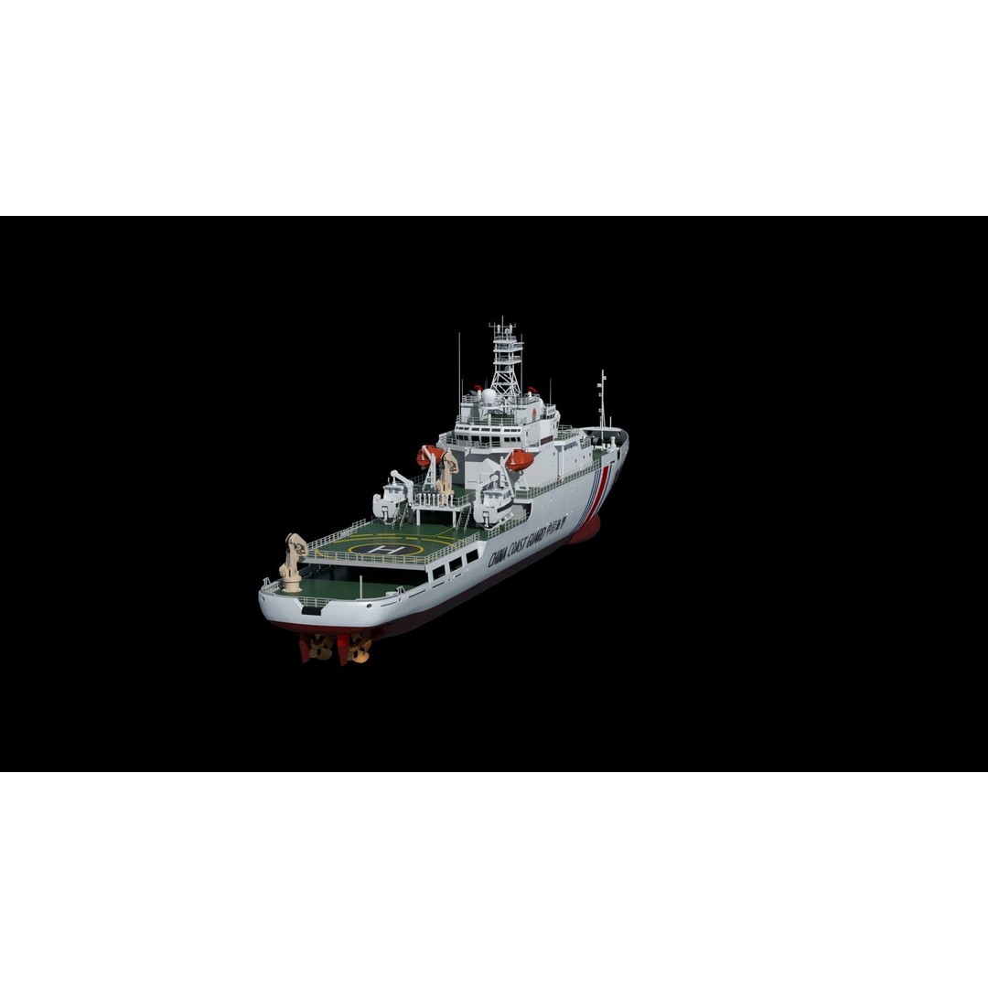 China Coast Guard Ship 1401 3D Model – Military Vessel, FBX, OBJ Formats - View 42