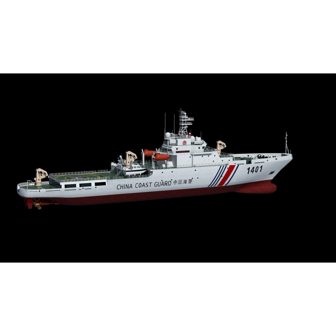 China Coast Guard Ship 1401 3D Model – Military Vessel, FBX, OBJ Formats - View 43