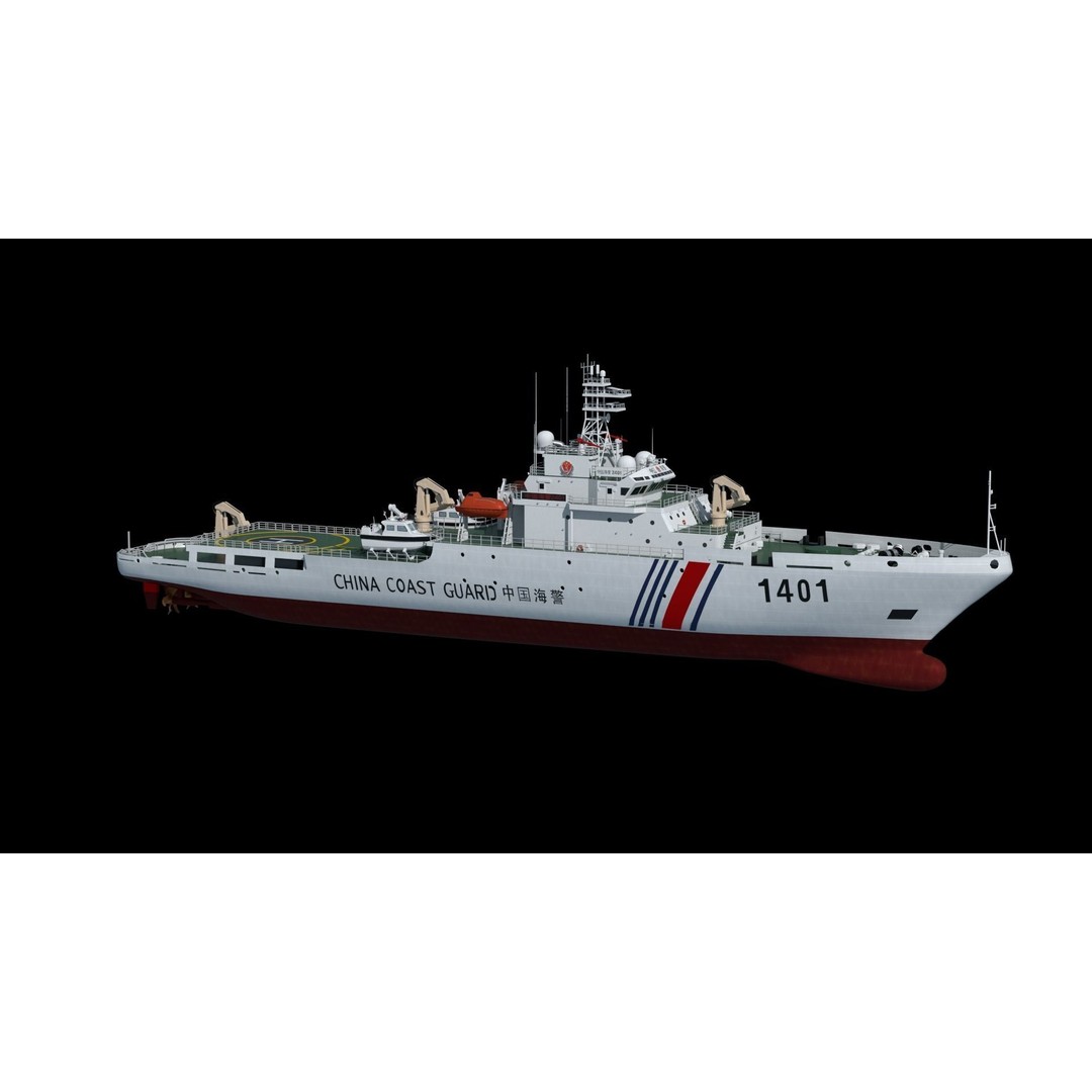 China Coast Guard Ship 1401 3D Model – Military Vessel, FBX, OBJ Formats - View 44