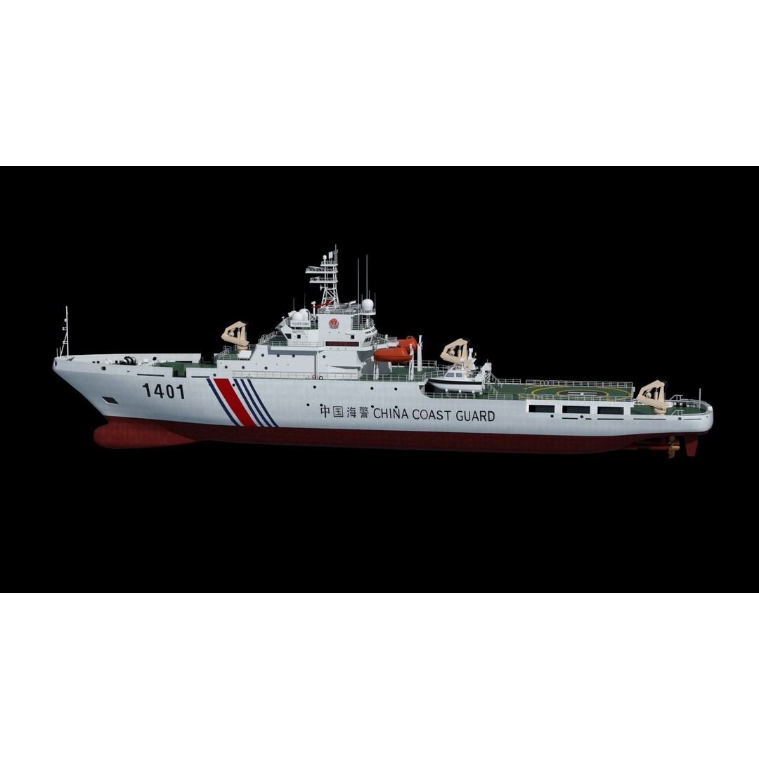 China Coast Guard Ship 1401 3D Model – Military Vessel, FBX, OBJ Formats - View 45