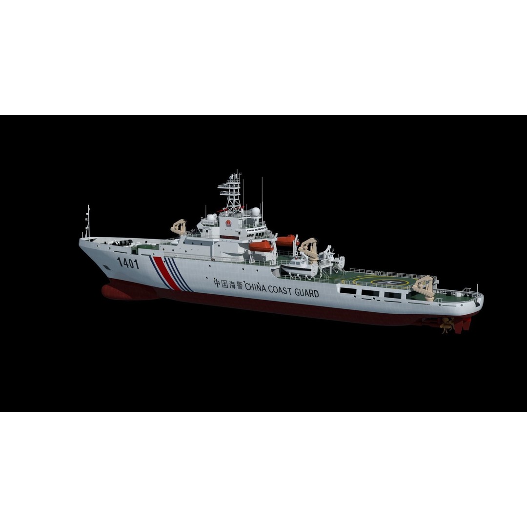 China Coast Guard Ship 1401 3D Model – Military Vessel, FBX, OBJ Formats - View 46