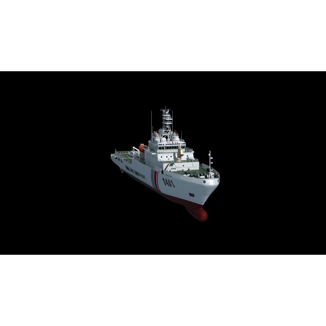 China Coast Guard Ship 1401 3D Model – Military Vessel, FBX, OBJ Formats - View 47