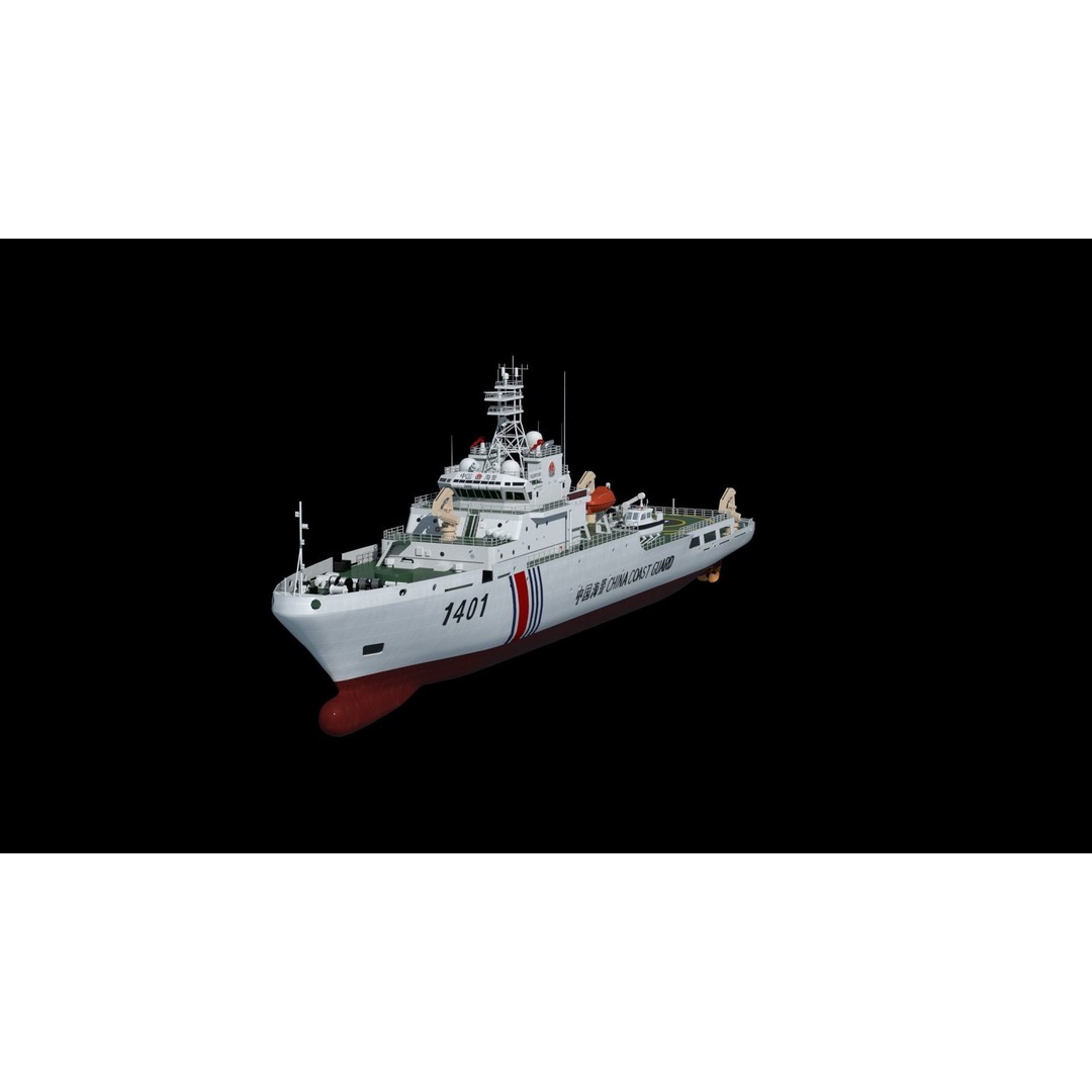 China Coast Guard Ship 1401 3D Model – Military Vessel, FBX, OBJ Formats - View 49