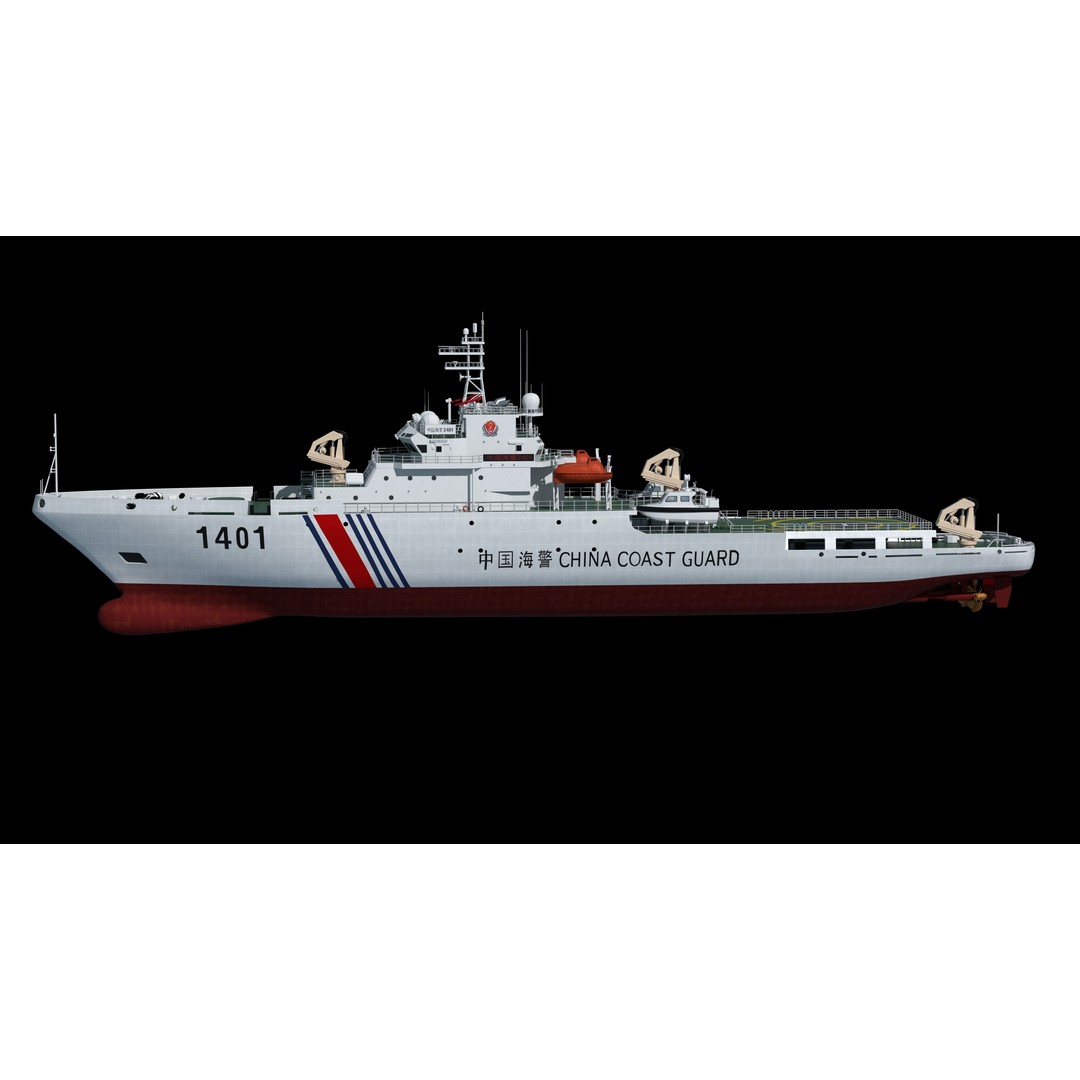 China Coast Guard Ship 1401 3D Model – Military Vessel, FBX, OBJ Formats - View 5