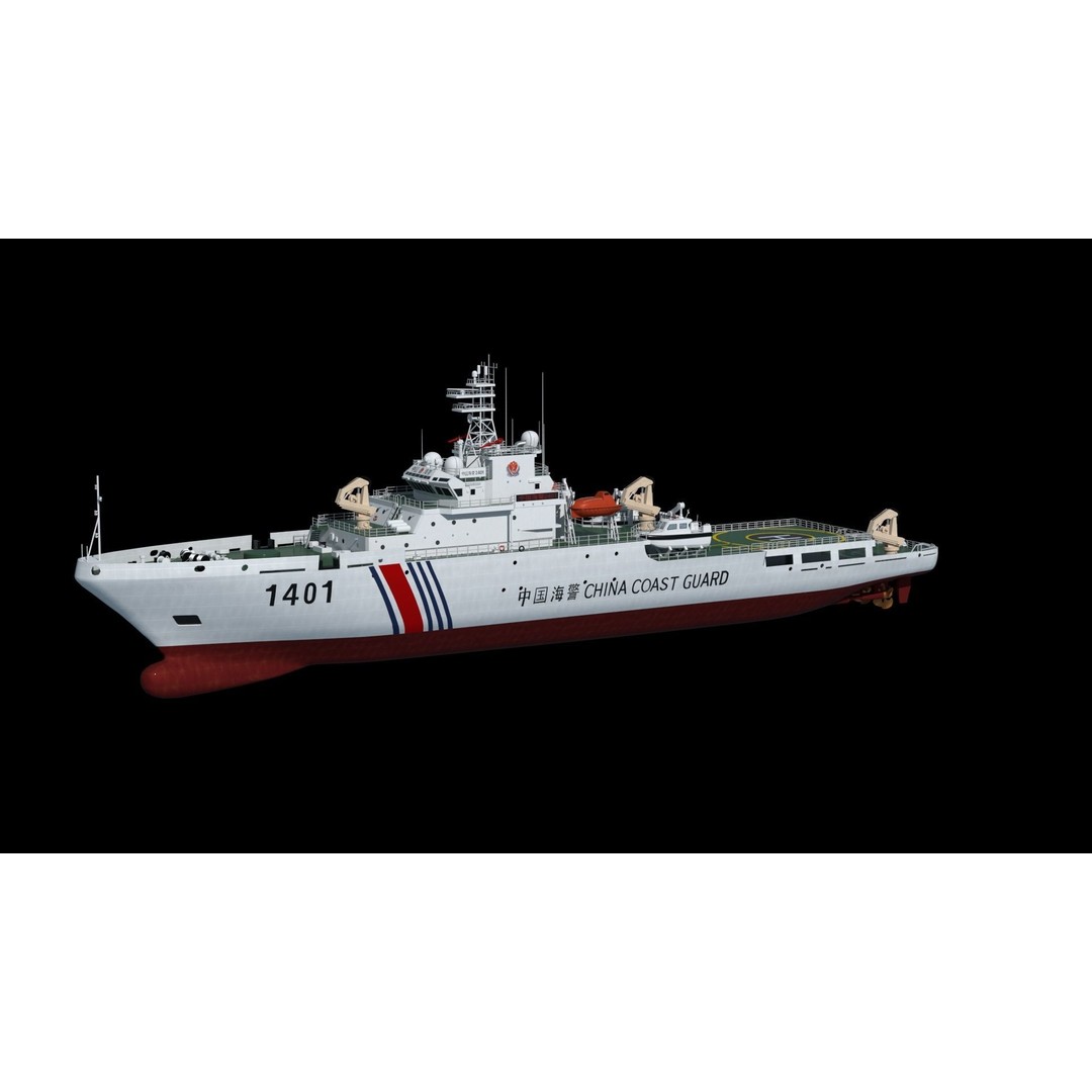 China Coast Guard Ship 1401 3D Model – Military Vessel, FBX, OBJ Formats - View 50