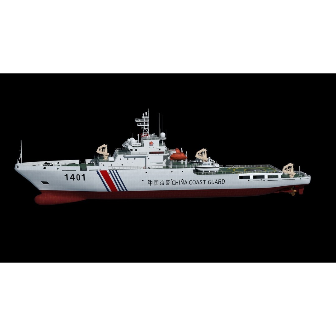 China Coast Guard Ship 1401 3D Model – Military Vessel, FBX, OBJ Formats - View 52