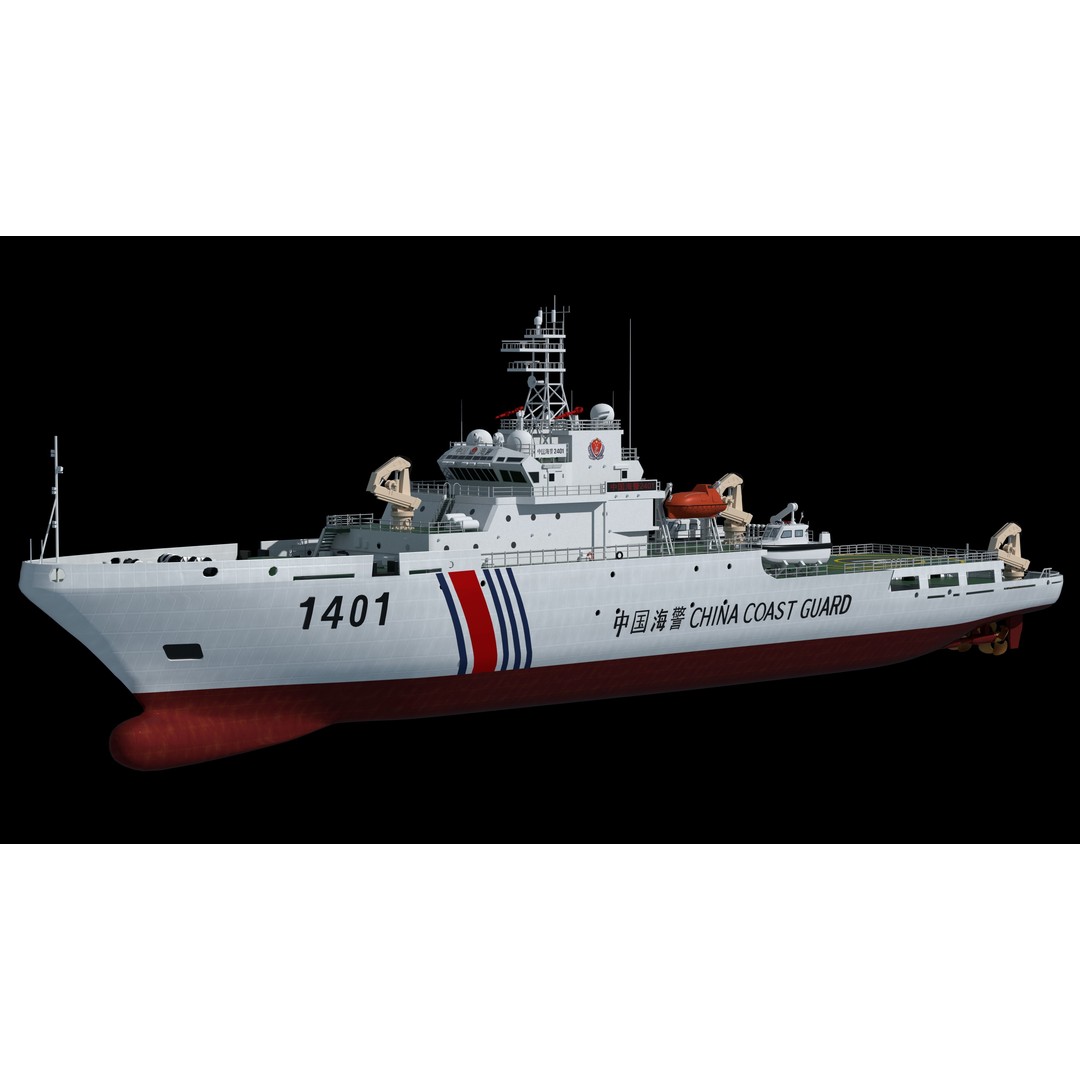 China Coast Guard Ship 1401 3D Model – Military Vessel, FBX, OBJ Formats - View 6