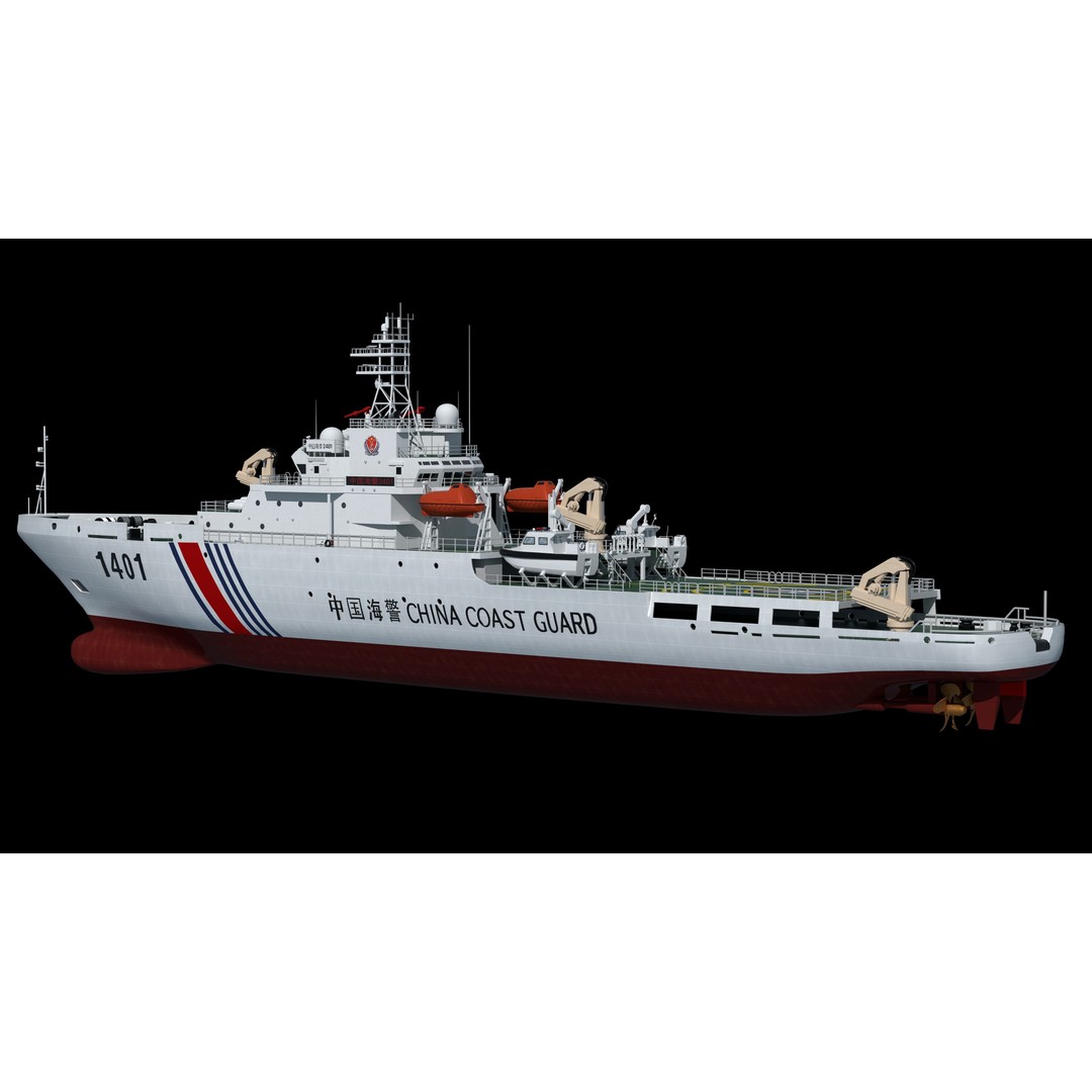 China Coast Guard Ship 1401 3D Model – Military Vessel, FBX, OBJ Formats - View 7