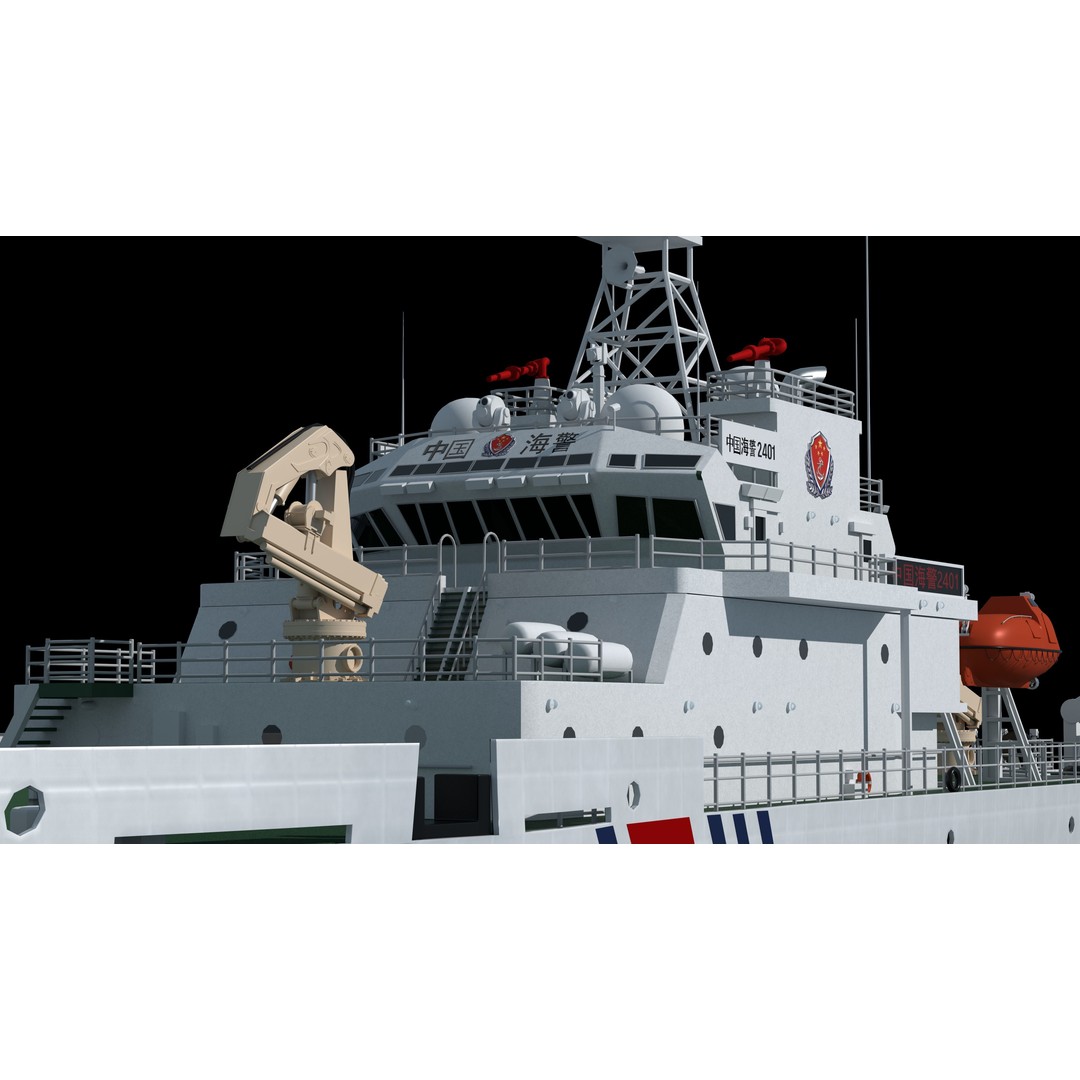 China Coast Guard Ship 1401 3D Model – Military Vessel, FBX, OBJ Formats - View 8