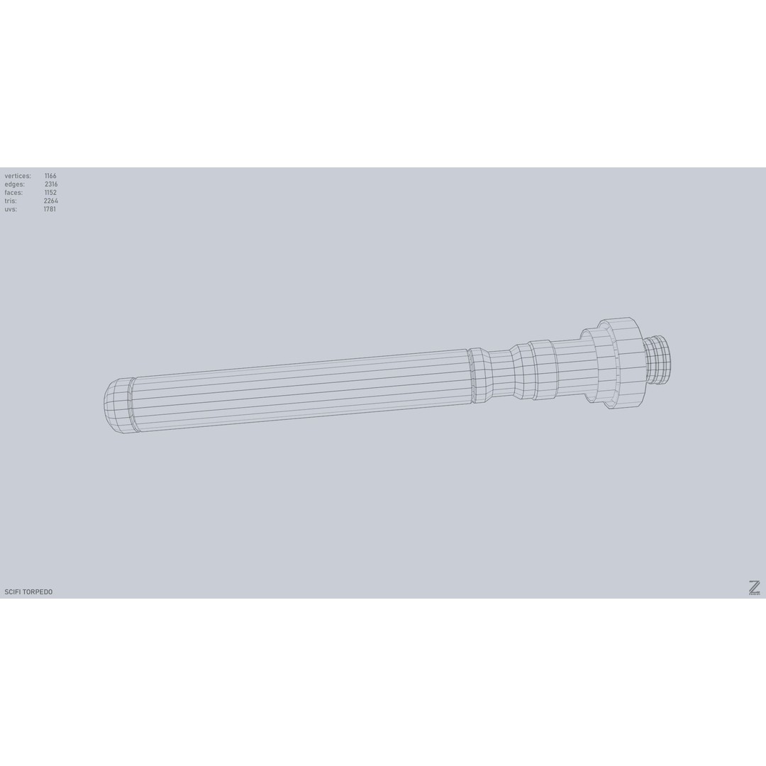 Sci-Fi Torpedo 3D Model – Low Poly PBR Asset, FBX, OBJ - View 13