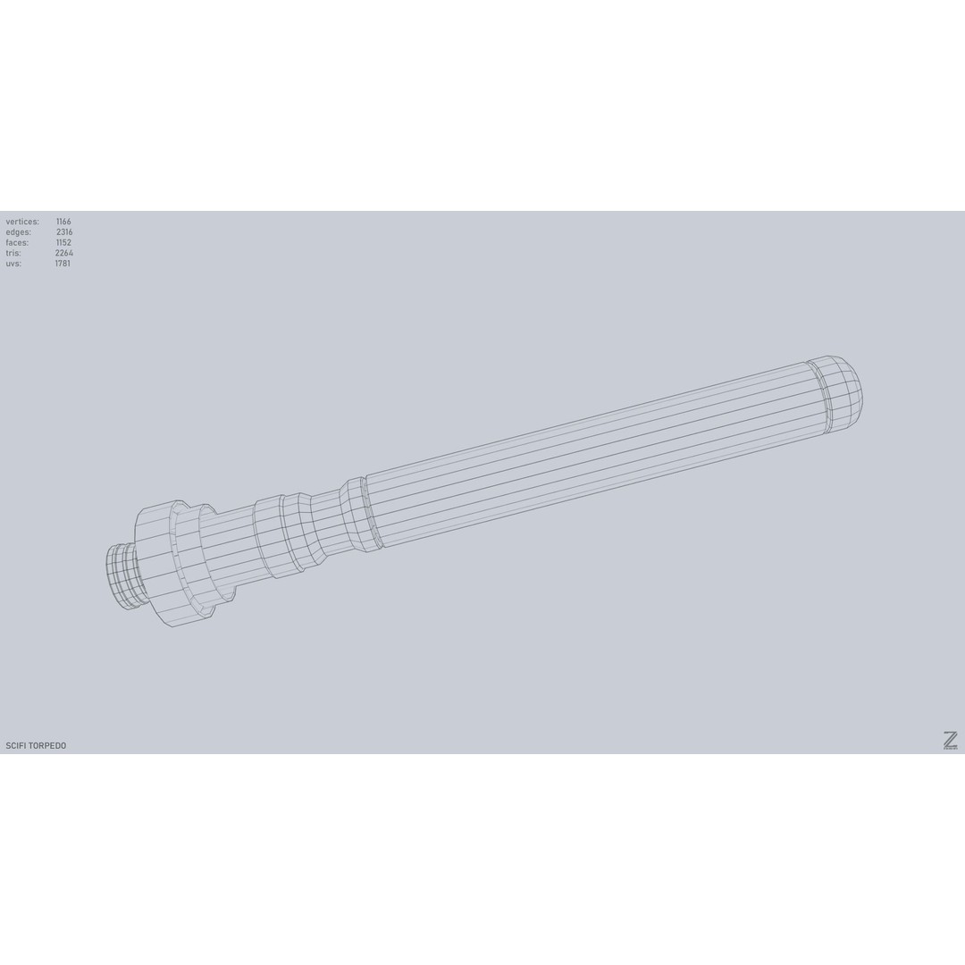 Sci-Fi Torpedo 3D Model – Low Poly PBR Asset, FBX, OBJ - View 14