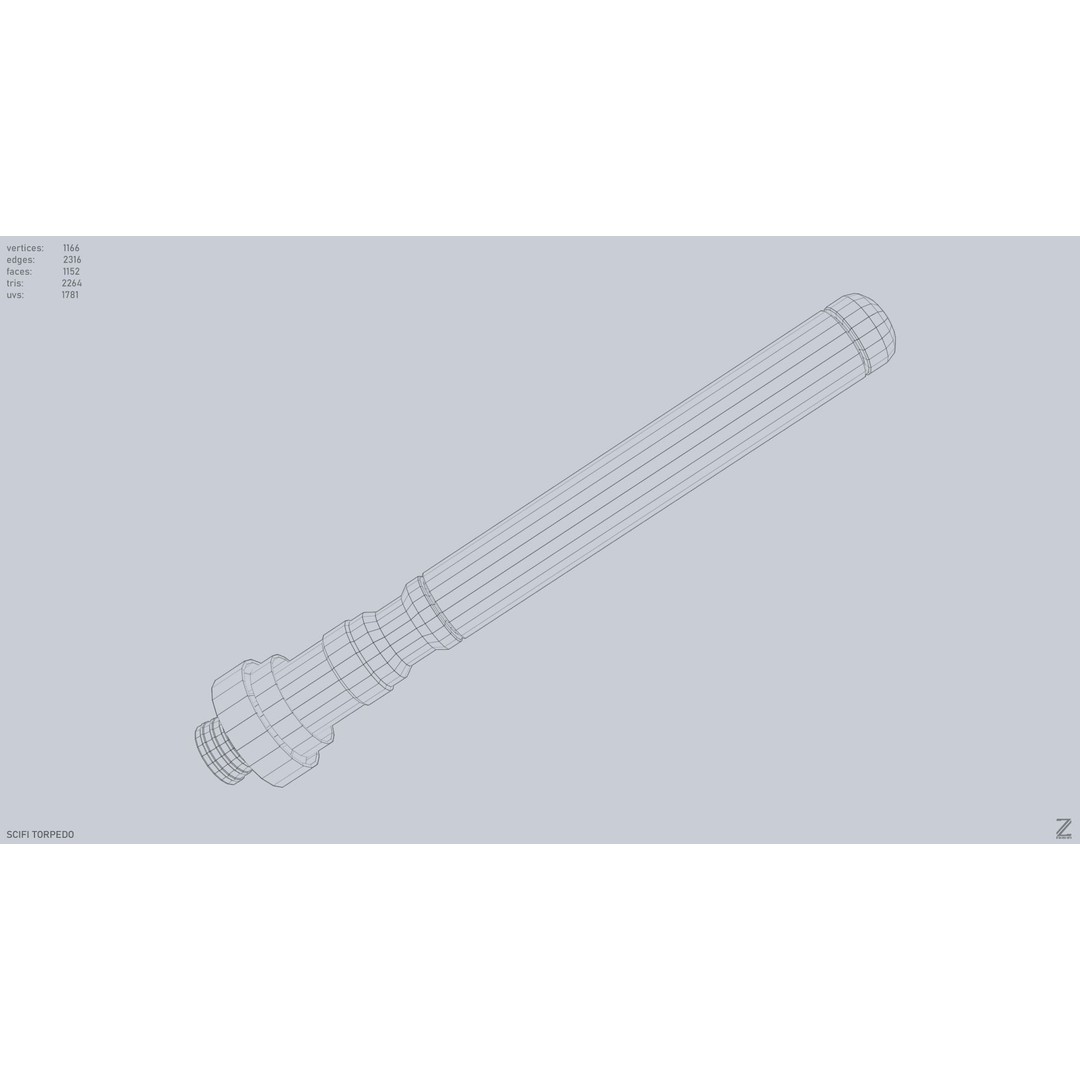 Sci-Fi Torpedo 3D Model – Low Poly PBR Asset, FBX, OBJ - View 15