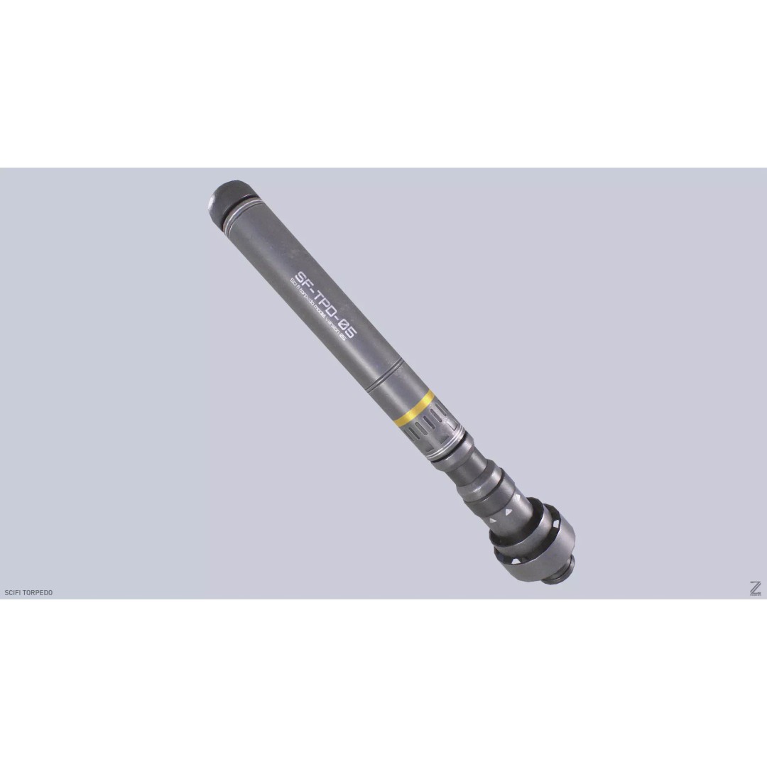 Sci-Fi Torpedo 3D Model – Low Poly PBR Asset, FBX, OBJ - View 2