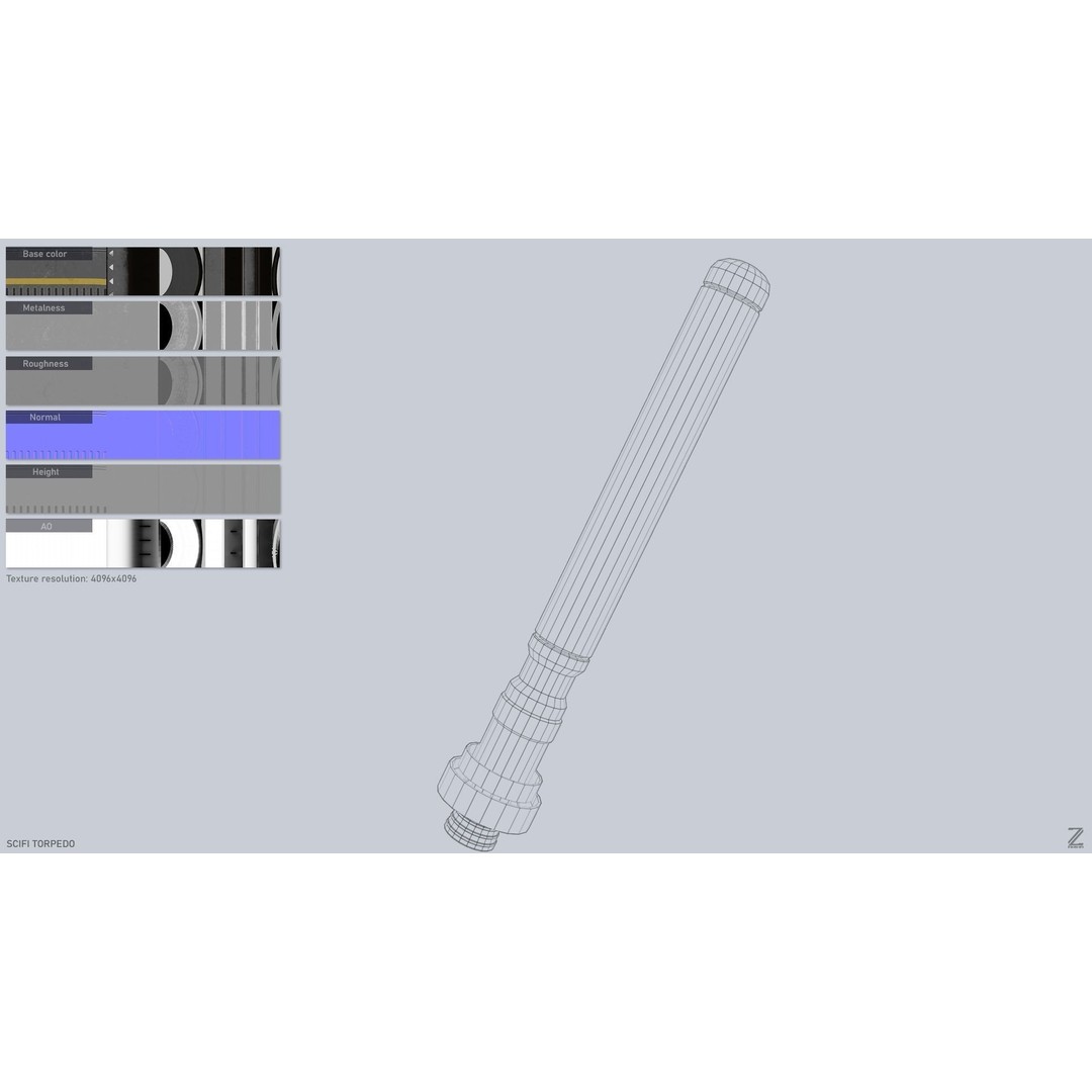 Sci-Fi Torpedo 3D Model – Low Poly PBR Asset, FBX, OBJ - View 4