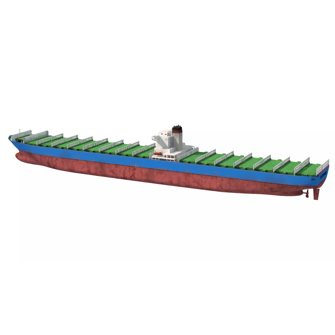 Cargo Ship 3D Model – Low Poly Industrial Vessel, FBX, PBR Textures