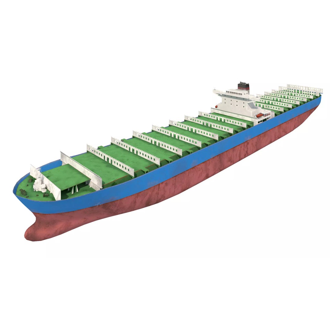 Cargo Ship 3D Model – Low Poly Industrial Vessel, FBX, PBR Textures - View 3