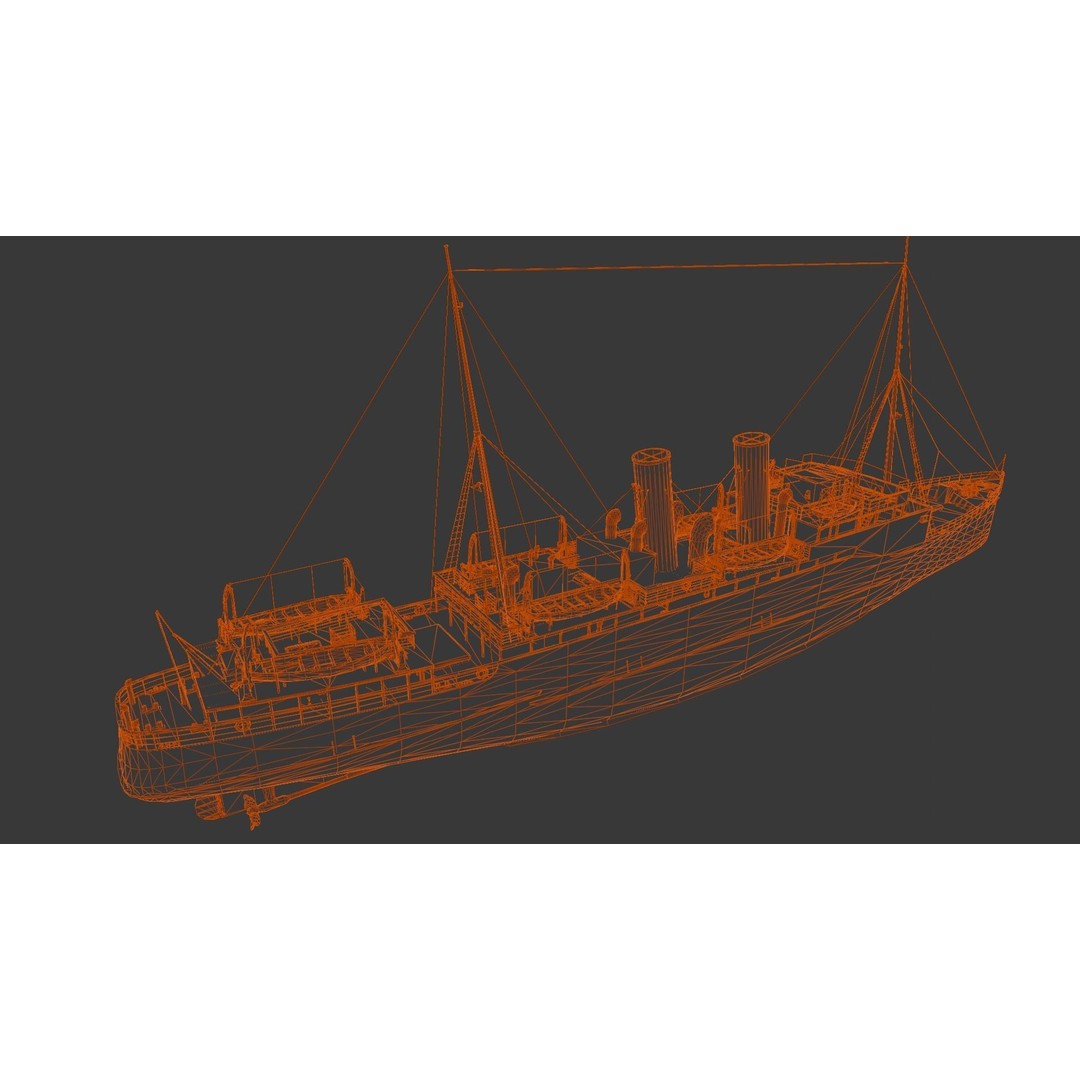 Ship Rebuilt 3D Model – Low Poly Industrial Asset, FBX