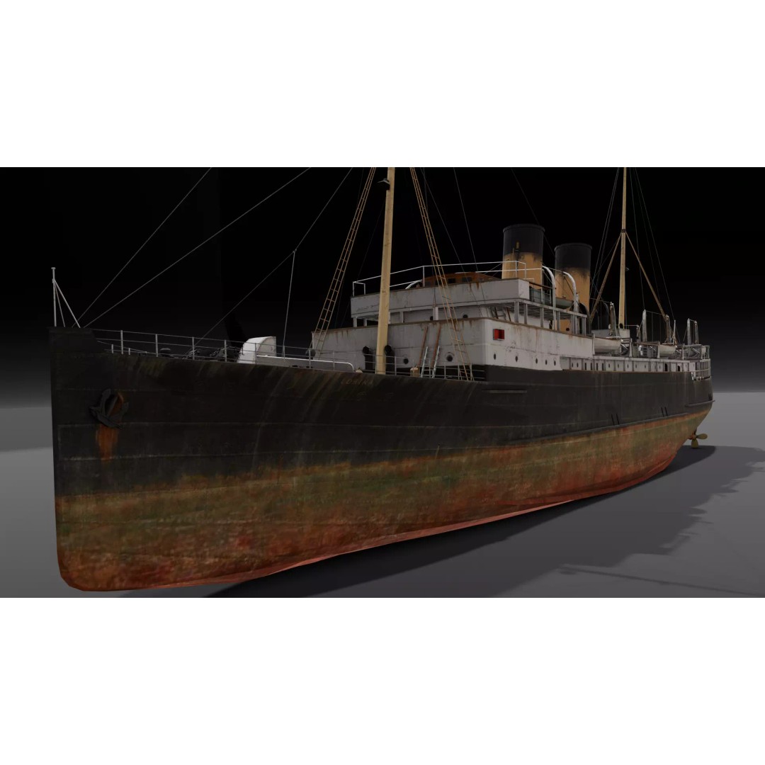 Ship Rebuilt 3D Model – Low Poly Industrial Asset, FBX - View 2