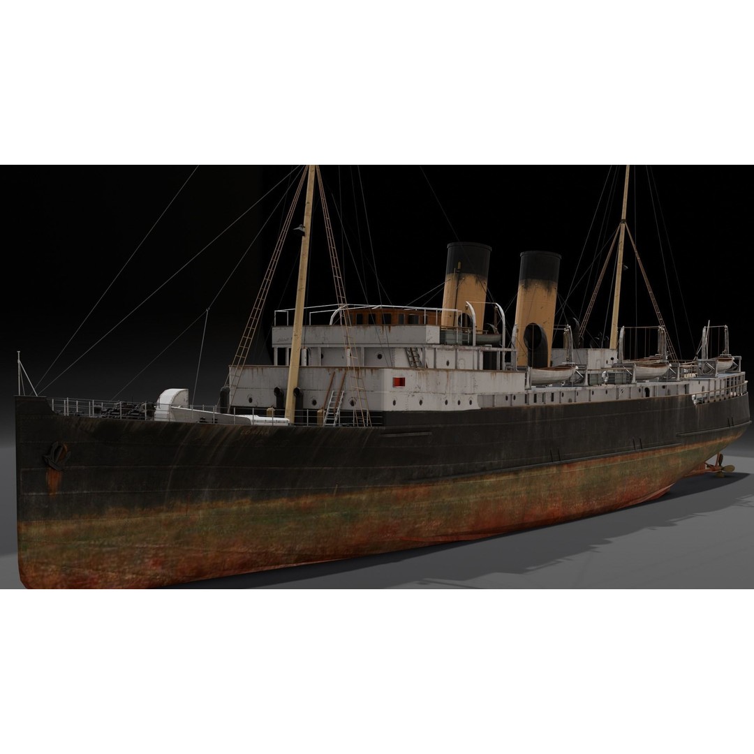 Ship Rebuilt 3D Model – Low Poly Industrial Asset, FBX - View 3