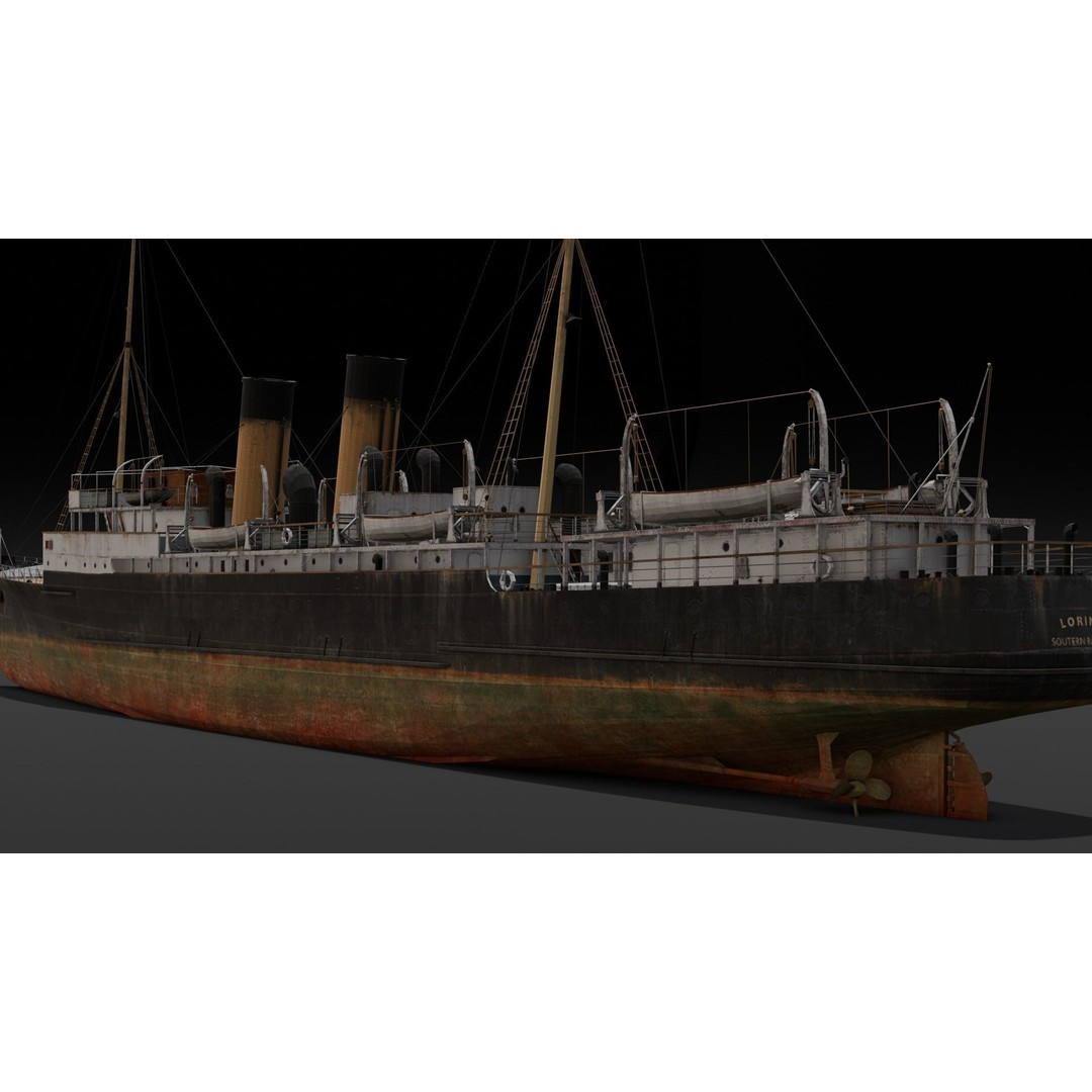 Ship Rebuilt 3D Model – Low Poly Industrial Asset, FBX - View 4