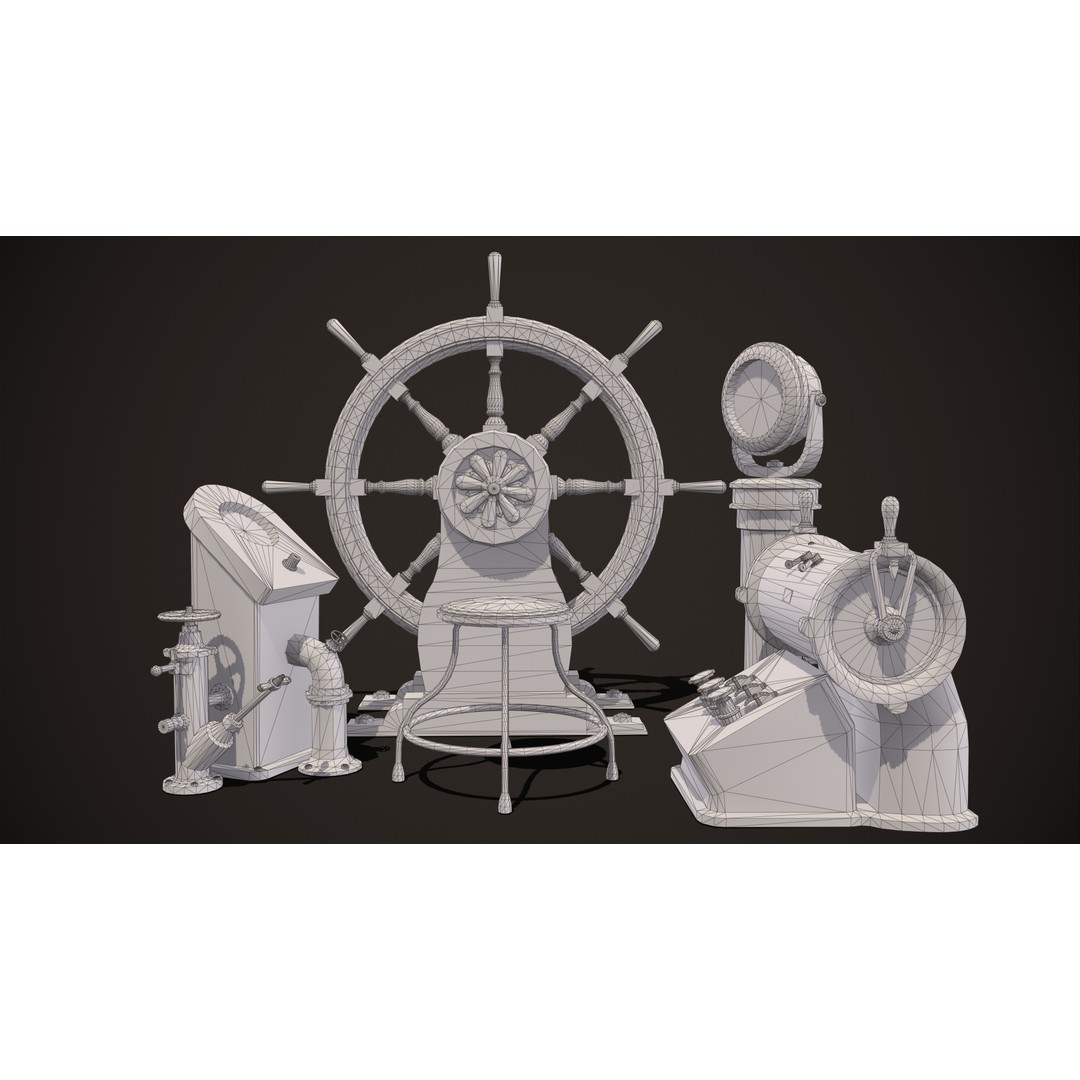 Boat Steering Wheel 3D Model – Low Poly PBR Asset, FBX & OBJ Formats