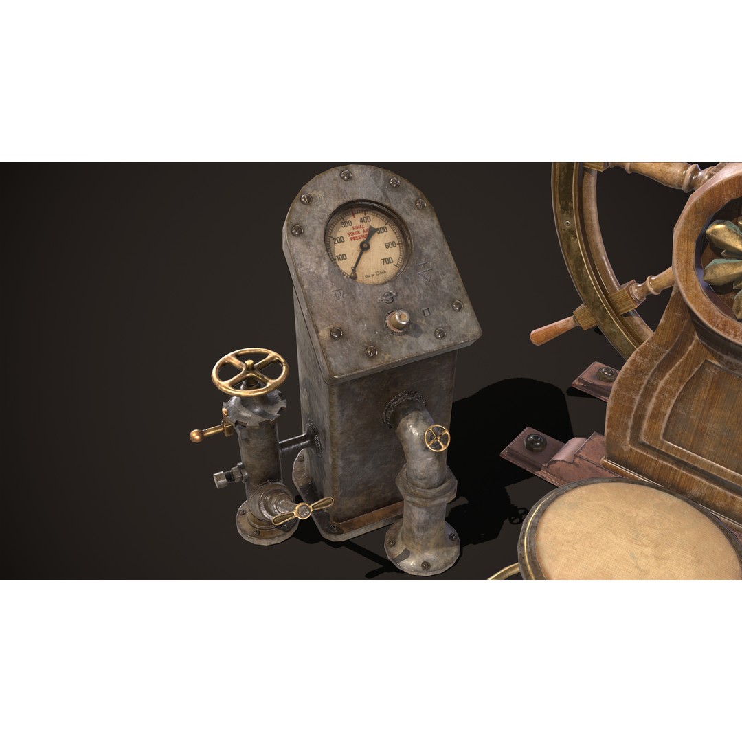 Boat Steering Wheel 3D Model – Low Poly PBR Asset, FBX & OBJ Formats - View 10