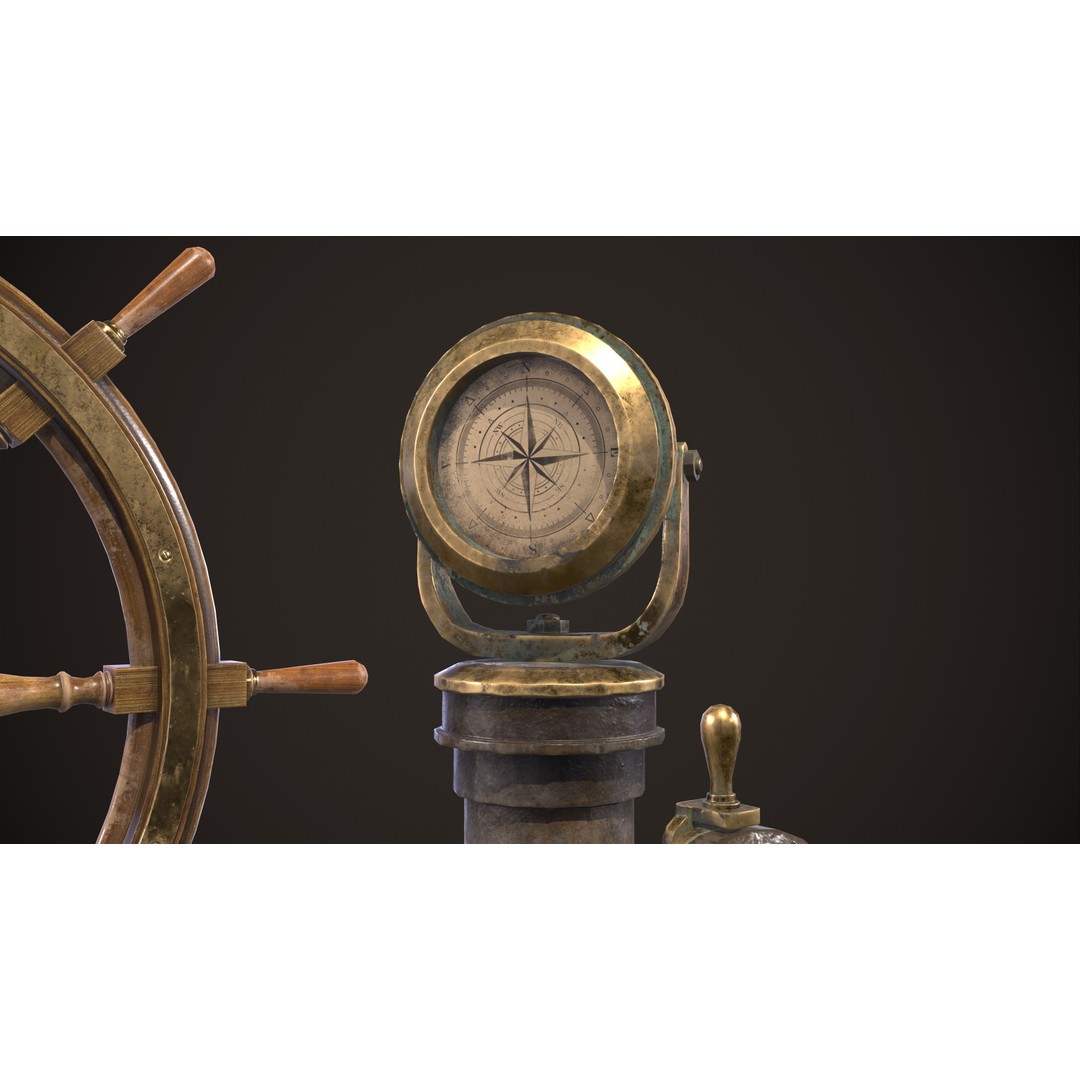 Boat Steering Wheel 3D Model – Low Poly PBR Asset, FBX & OBJ Formats - View 11