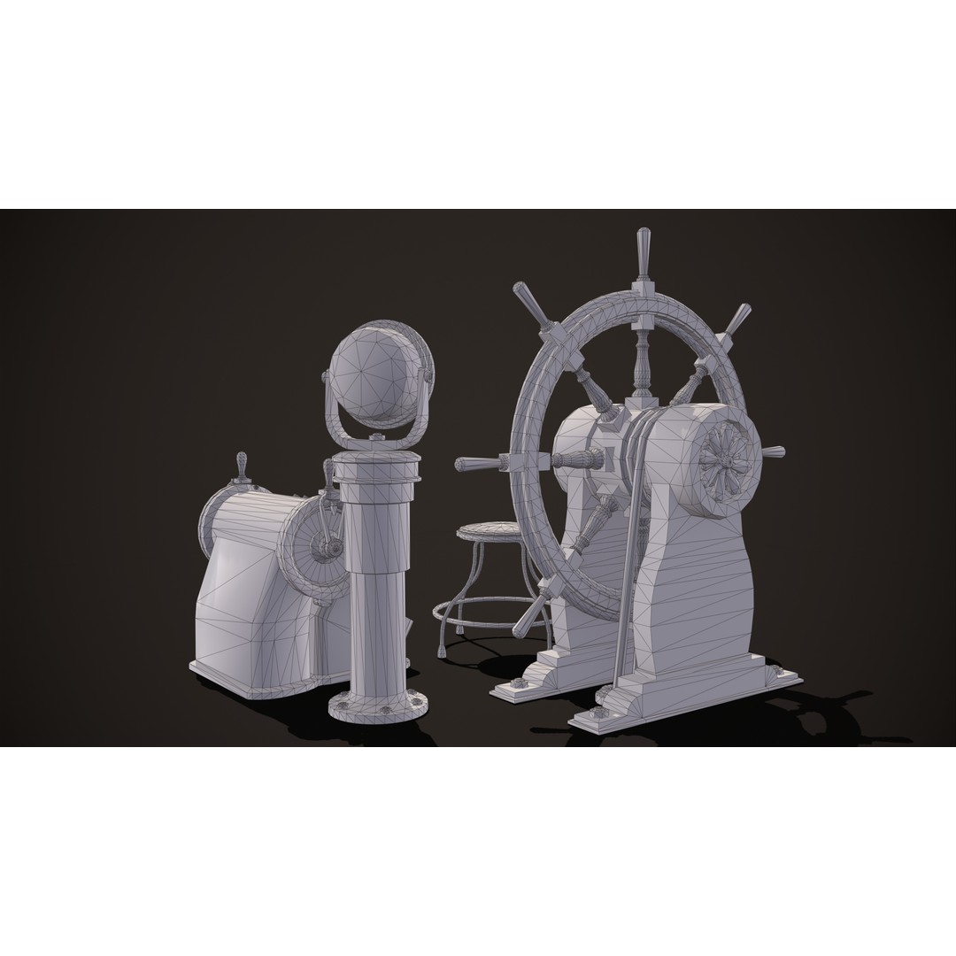Boat Steering Wheel 3D Model – Low Poly PBR Asset, FBX & OBJ Formats - View 14
