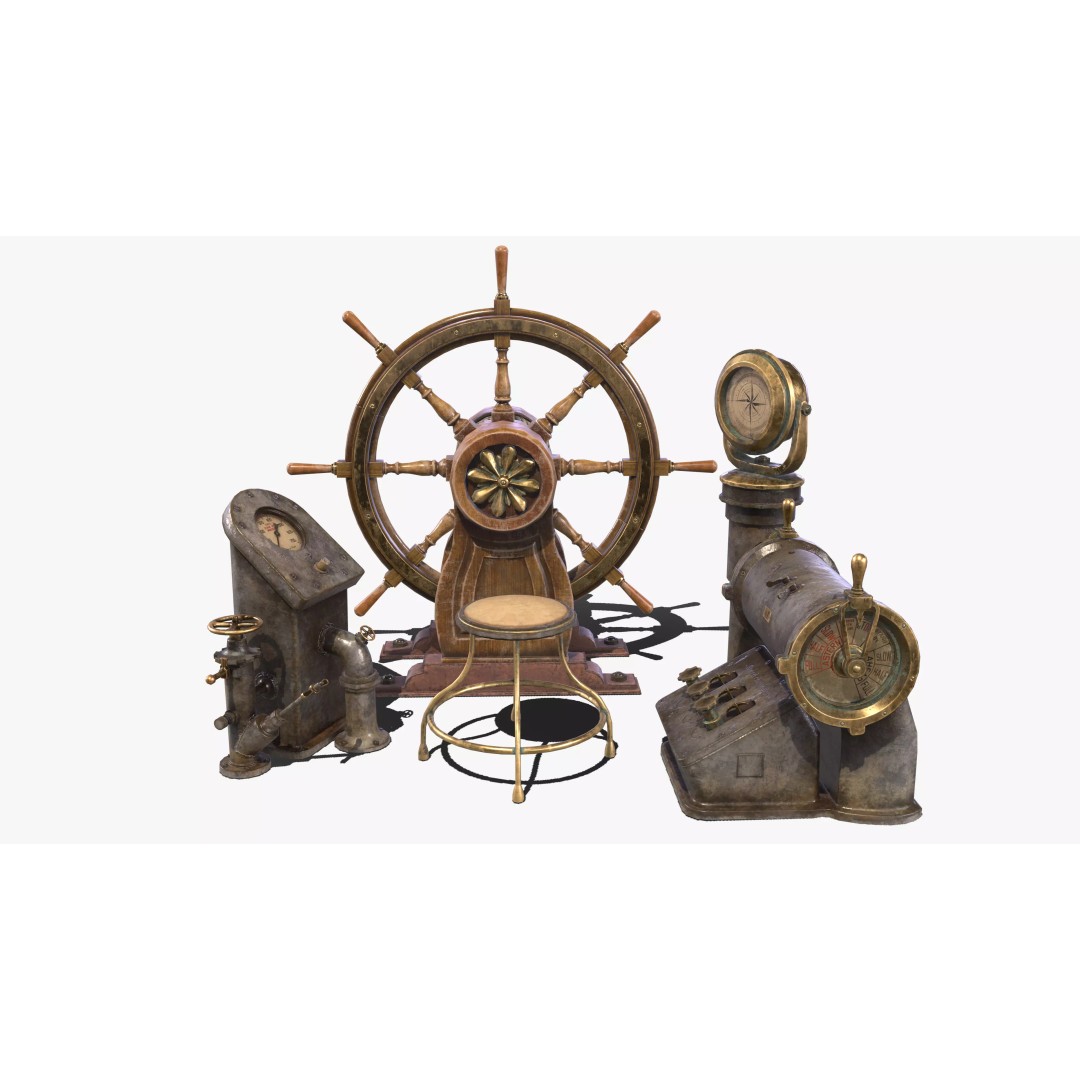 Boat Steering Wheel 3D Model – Low Poly PBR Asset, FBX & OBJ Formats - View 2