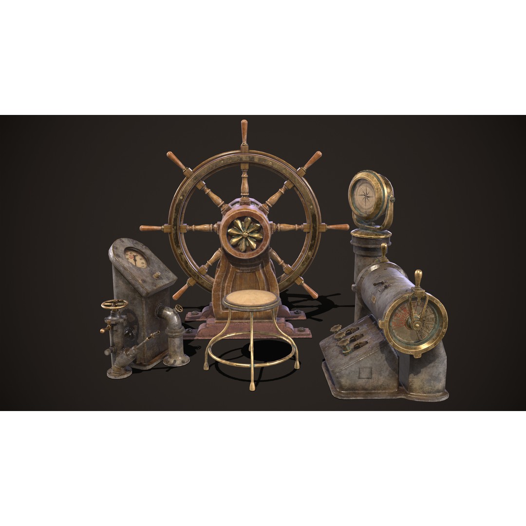 Boat Steering Wheel 3D Model – Low Poly PBR Asset, FBX & OBJ Formats - View 3