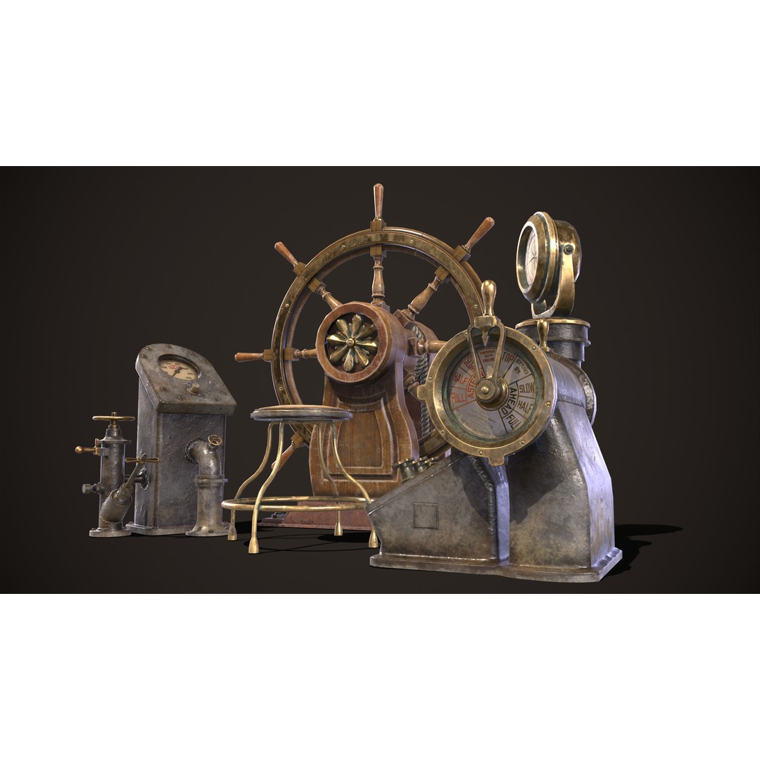 Boat Steering Wheel 3D Model – Low Poly PBR Asset, FBX & OBJ Formats - View 4