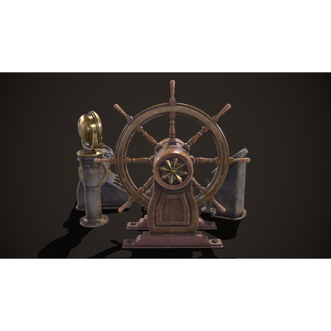 Boat Steering Wheel 3D Model – Low Poly PBR Asset, FBX & OBJ Formats - View 6