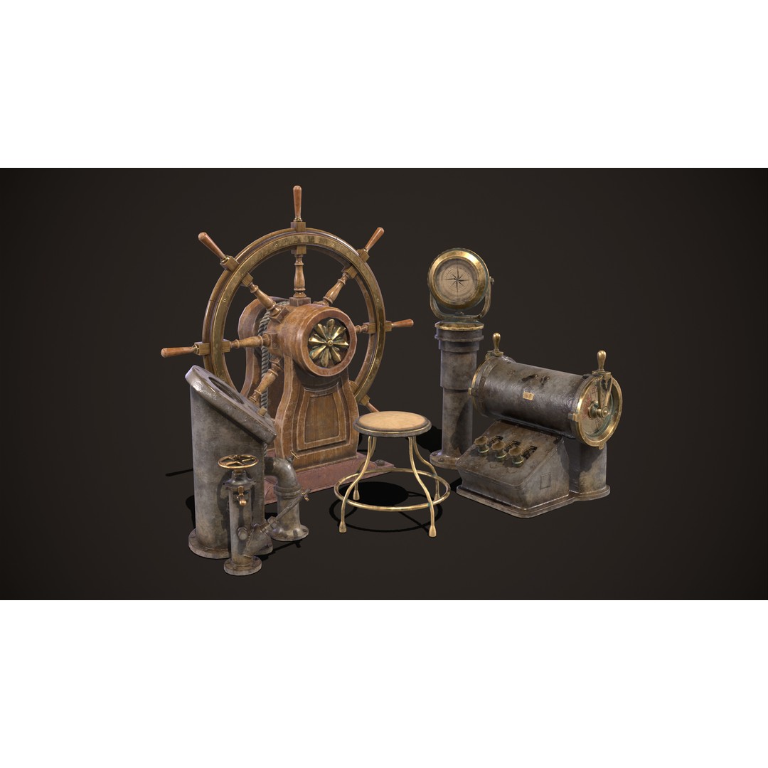 Boat Steering Wheel 3D Model – Low Poly PBR Asset, FBX & OBJ Formats - View 8