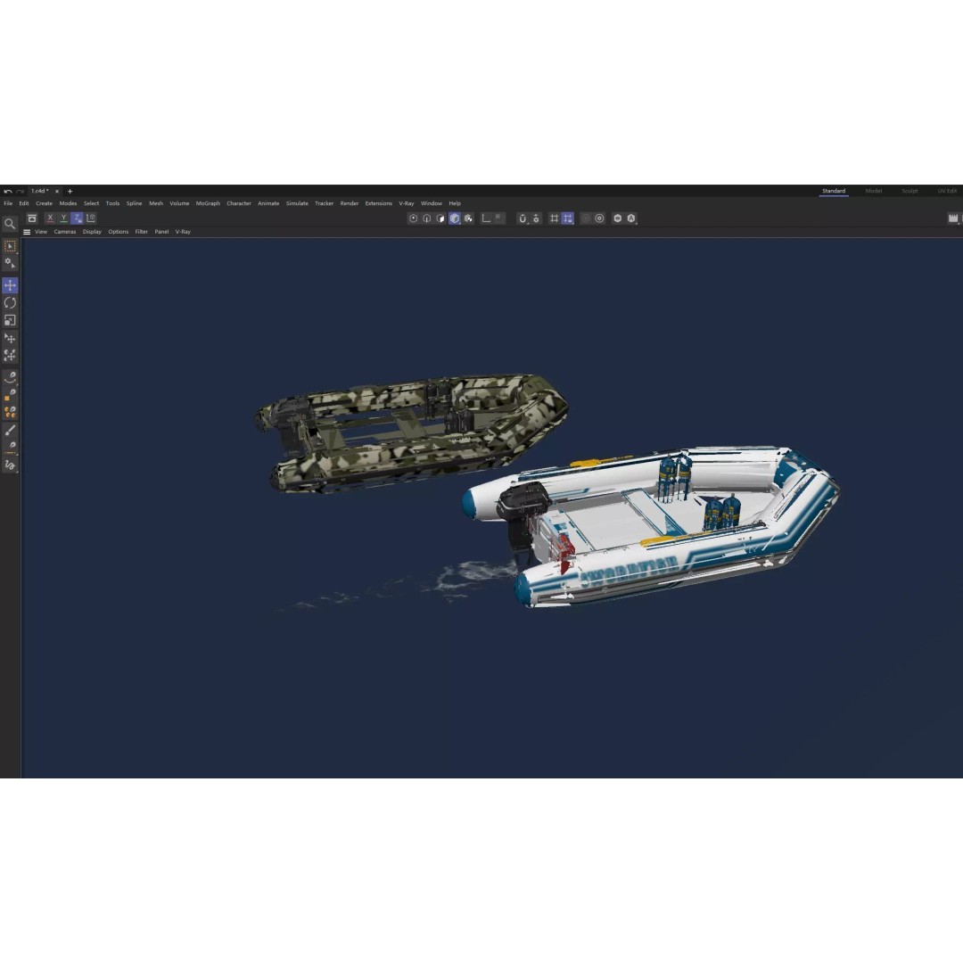 Inflatable Motor Boat 3D Model – Military & Leisure Styles, PBR Textures - View 15