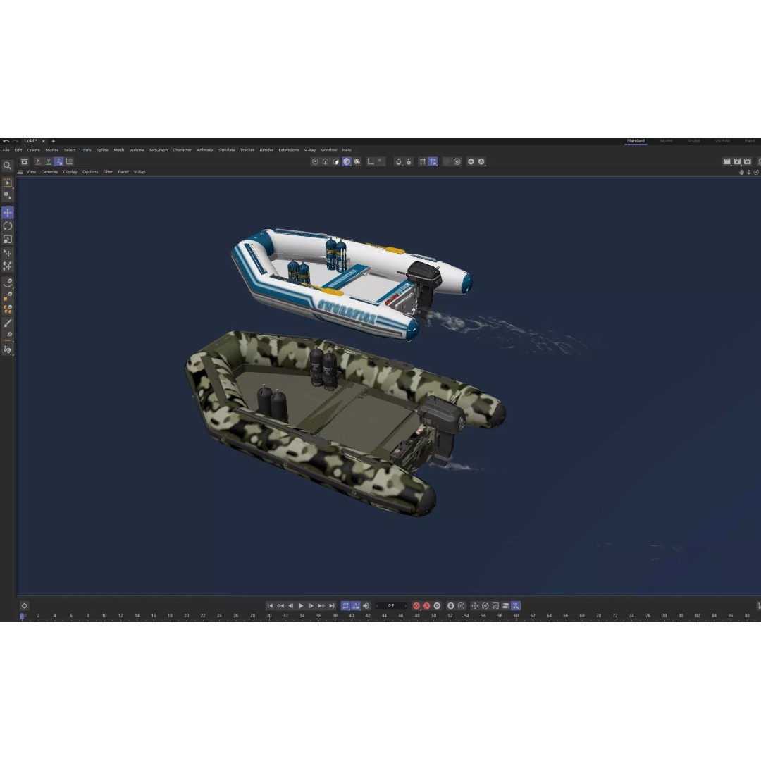 Inflatable Motor Boat 3D Model – Military & Leisure Styles, PBR Textures - View 17