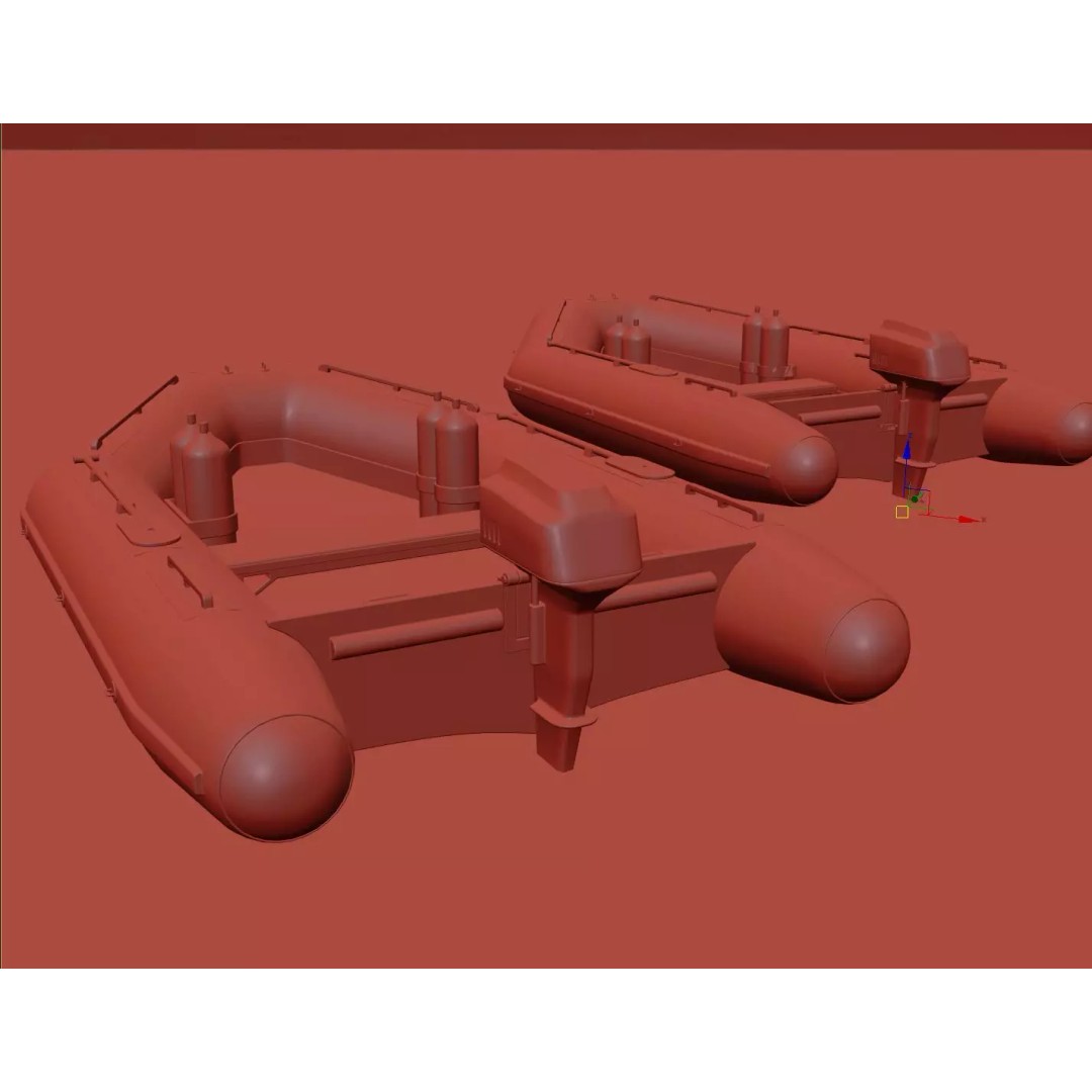 Inflatable Motor Boat 3D Model – Military & Leisure Styles, PBR Textures - View 21