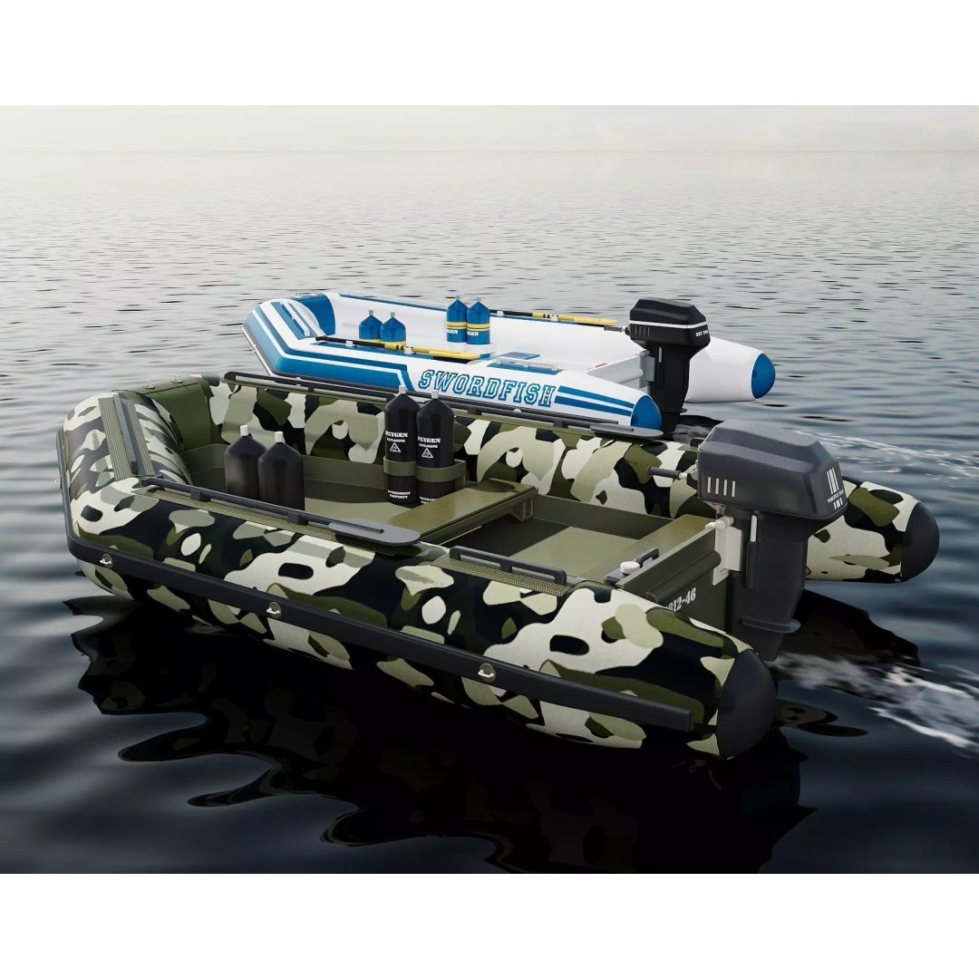 Inflatable Motor Boat 3D Model – Military & Leisure Styles, PBR Textures - View 3