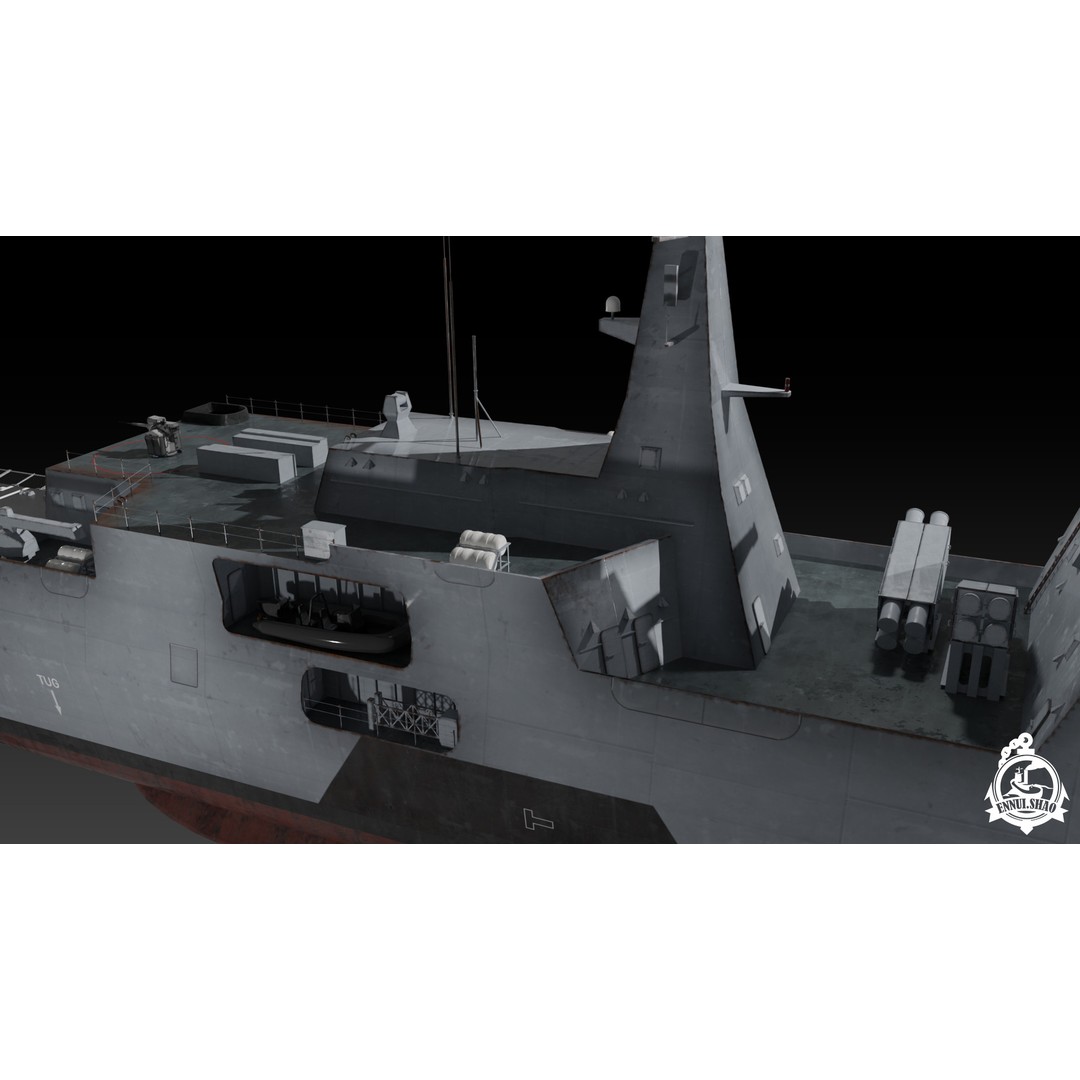 Egyptian Navy Al-Aziz Class Frigate 3D Model – Low Poly Game Ready, FBX - View 10