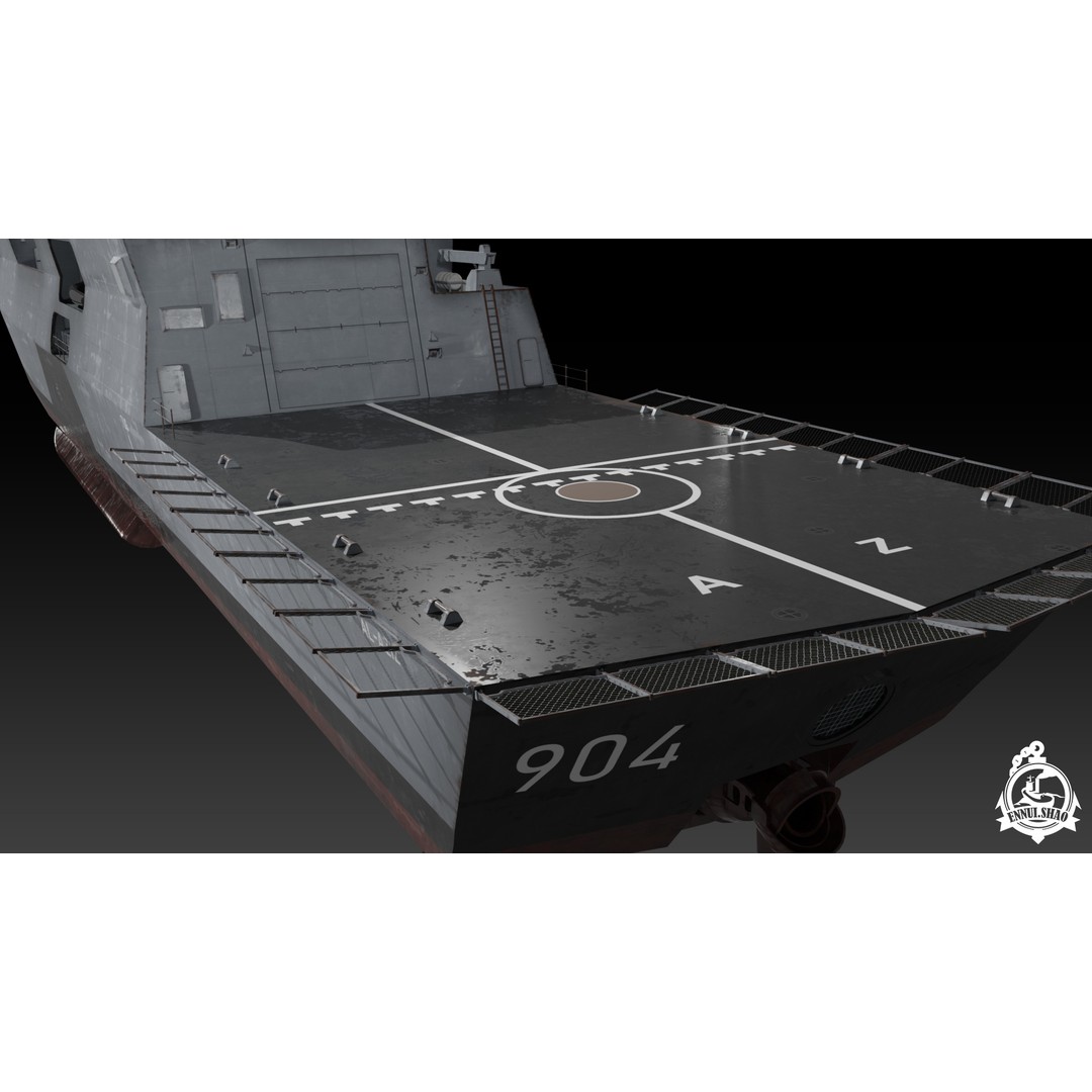 Egyptian Navy Al-Aziz Class Frigate 3D Model – Low Poly Game Ready, FBX - View 12