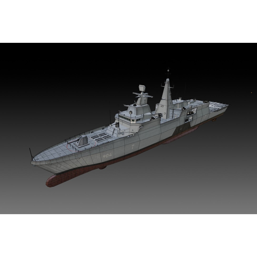 Egyptian Navy Al-Aziz Class Frigate 3D Model – Low Poly Game Ready, FBX - View 13