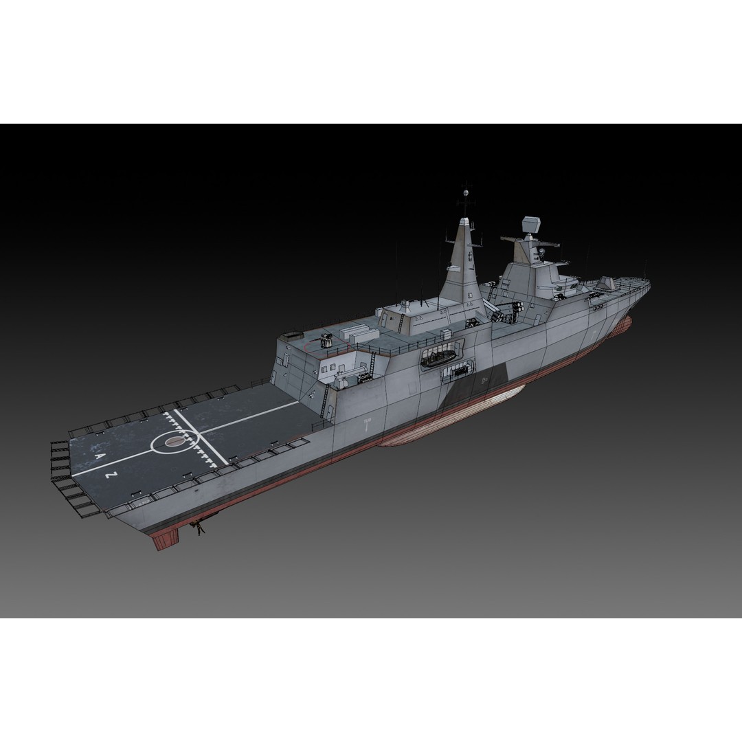 Egyptian Navy Al-Aziz Class Frigate 3D Model – Low Poly Game Ready, FBX - View 14