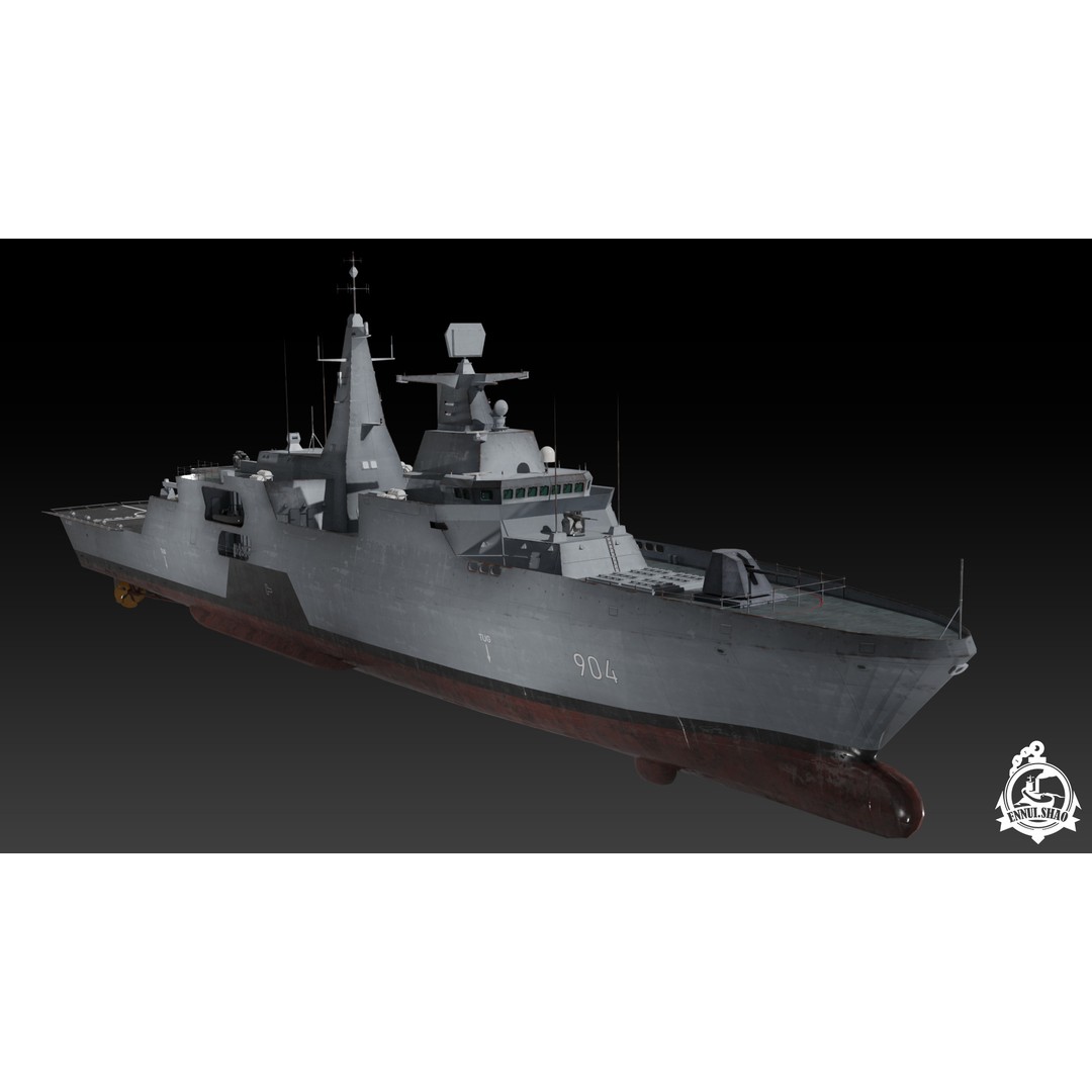 Egyptian Navy Al-Aziz Class Frigate 3D Model – Low Poly Game Ready, FBX - View 3