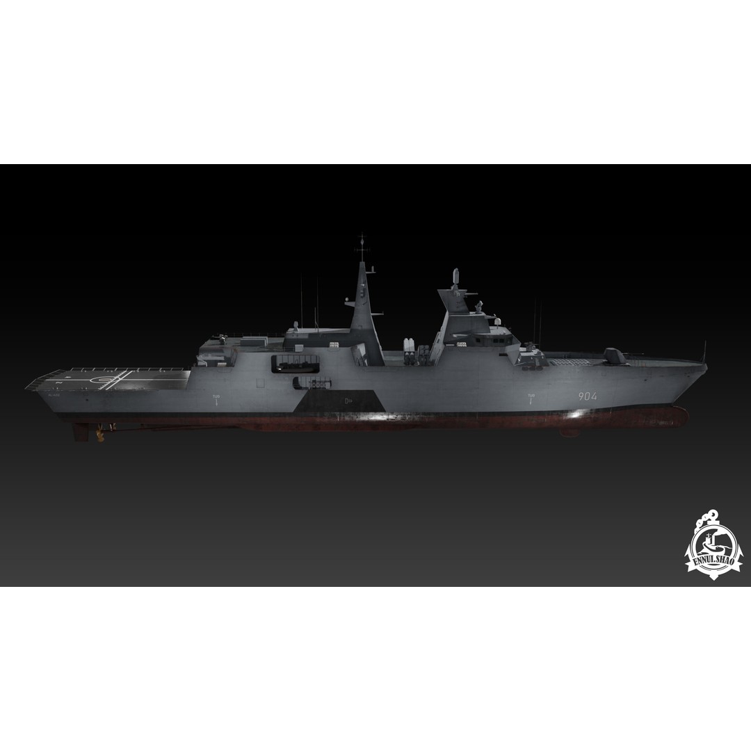 Egyptian Navy Al-Aziz Class Frigate 3D Model – Low Poly Game Ready, FBX - View 4