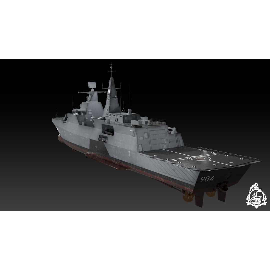 Egyptian Navy Al-Aziz Class Frigate 3D Model – Low Poly Game Ready, FBX - View 6